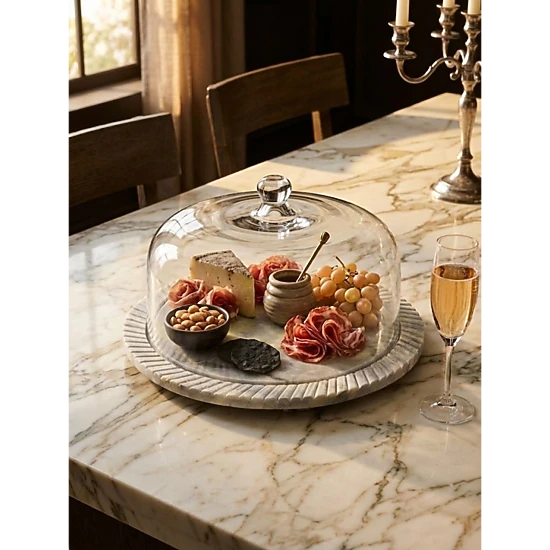 GAURI KOHLI Blinq Green Onyx Serving Board with Cloche