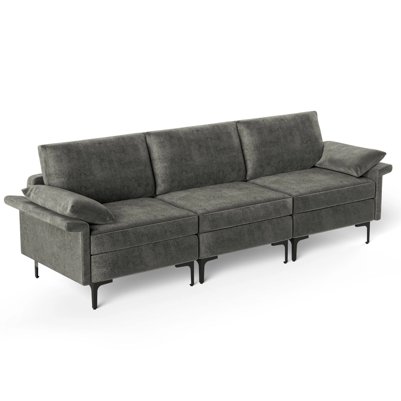Hivvago Spacious 3-Seater Sectional Sofa with Sleek Metal Legs for 3–4 People