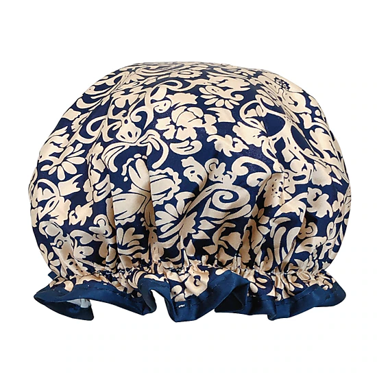 Wrapables Reusable Women's Waterproof Shower Caps for Long Hair, Damask