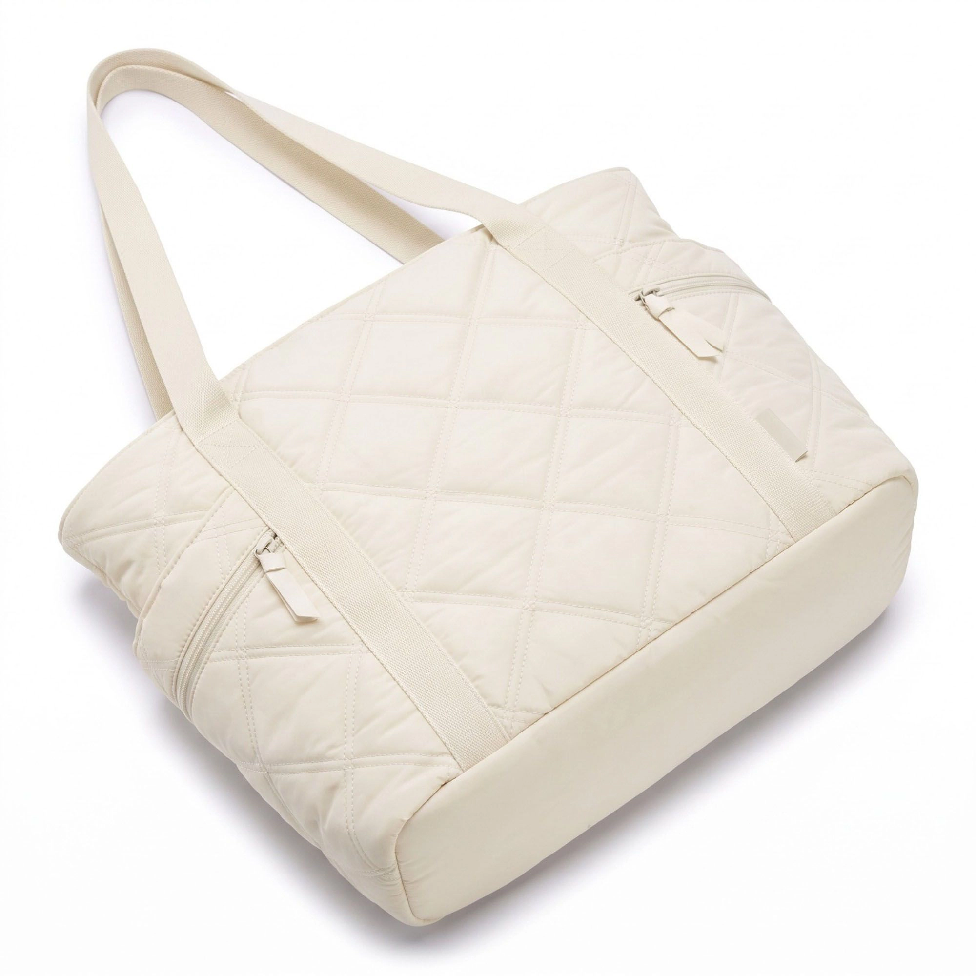 Alilang Women's Oversized Quilted Tote Bag with Exterior Zip Pockets and Long Shoulder Straps 15.5x12.5x6.5in