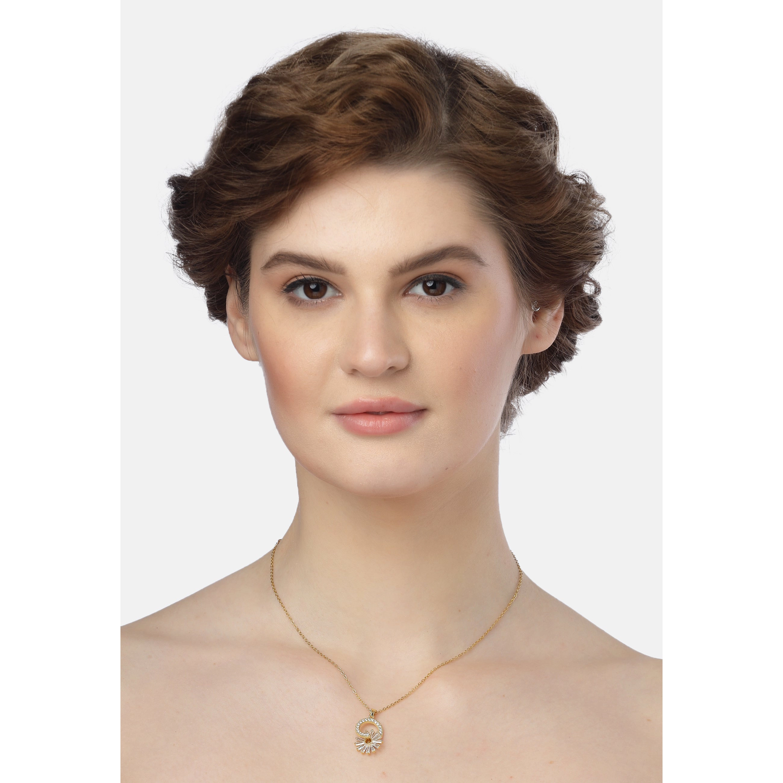 AGP PARIS Womens Golden Sunburst Pendant Necklace