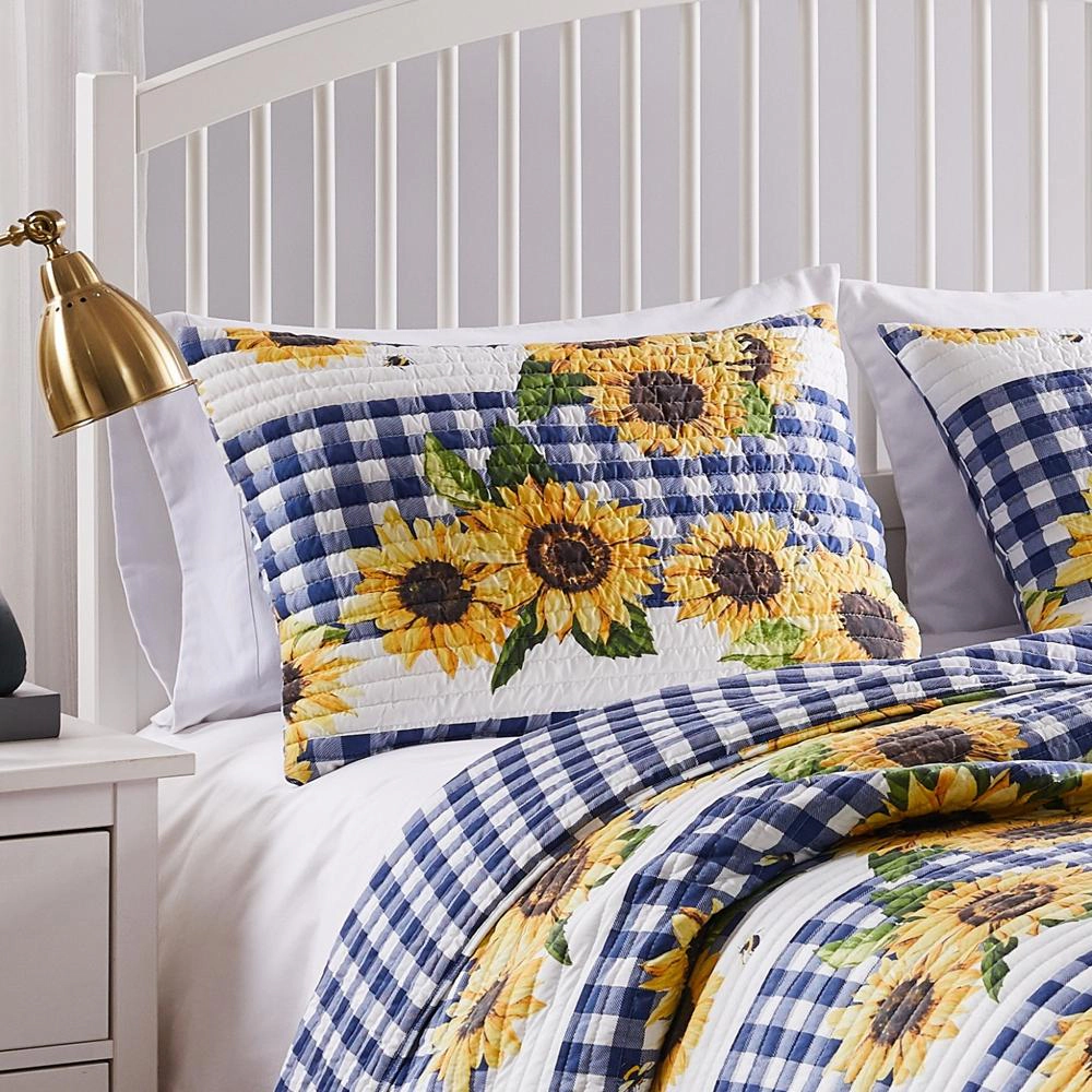 Greenland Home Fashions Barefoot Bungalow Sunflower Pillow Sham - Standard 20" x 26", Gold