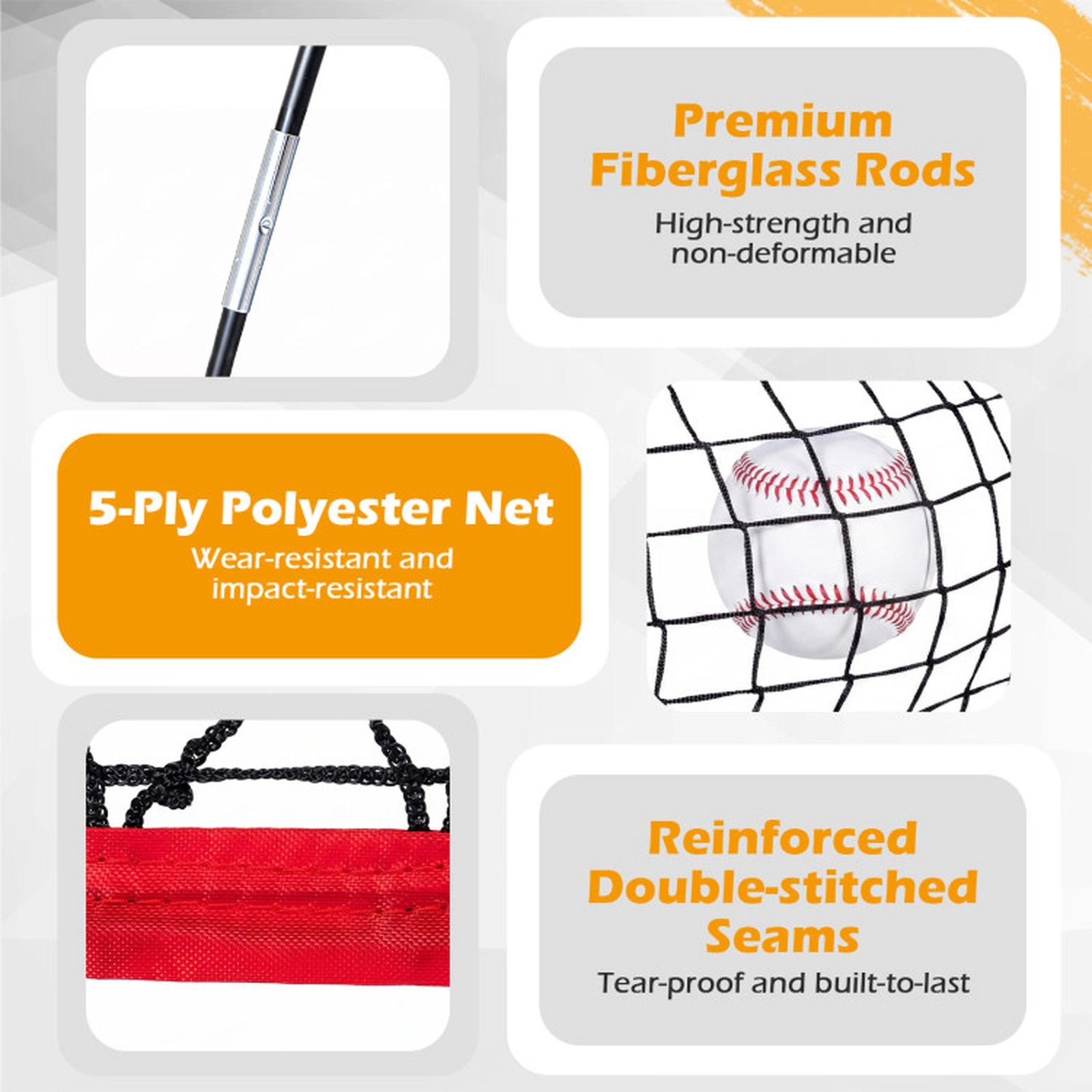 SUGIFT Black Baseball Practice Net with 2 Strike Zone Targets and Ball Collection Base 7-ft W 3-ft D 7.4-ft H