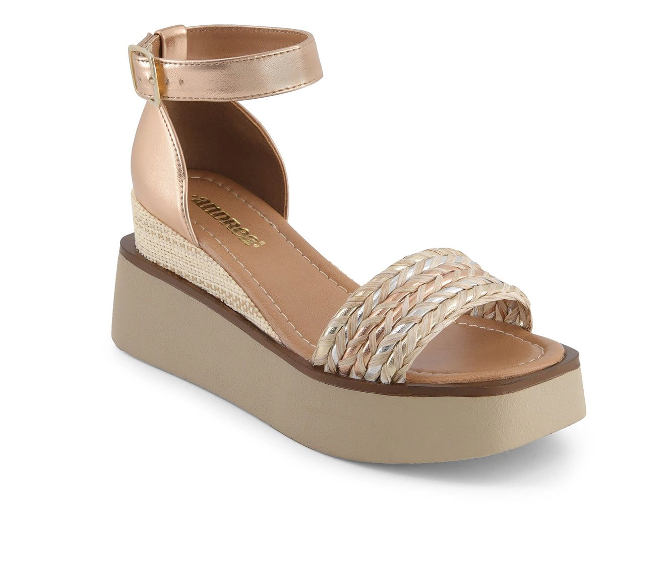 Andrea Womens Ultra Light Platform And Wedge Ankle Strap Sandals