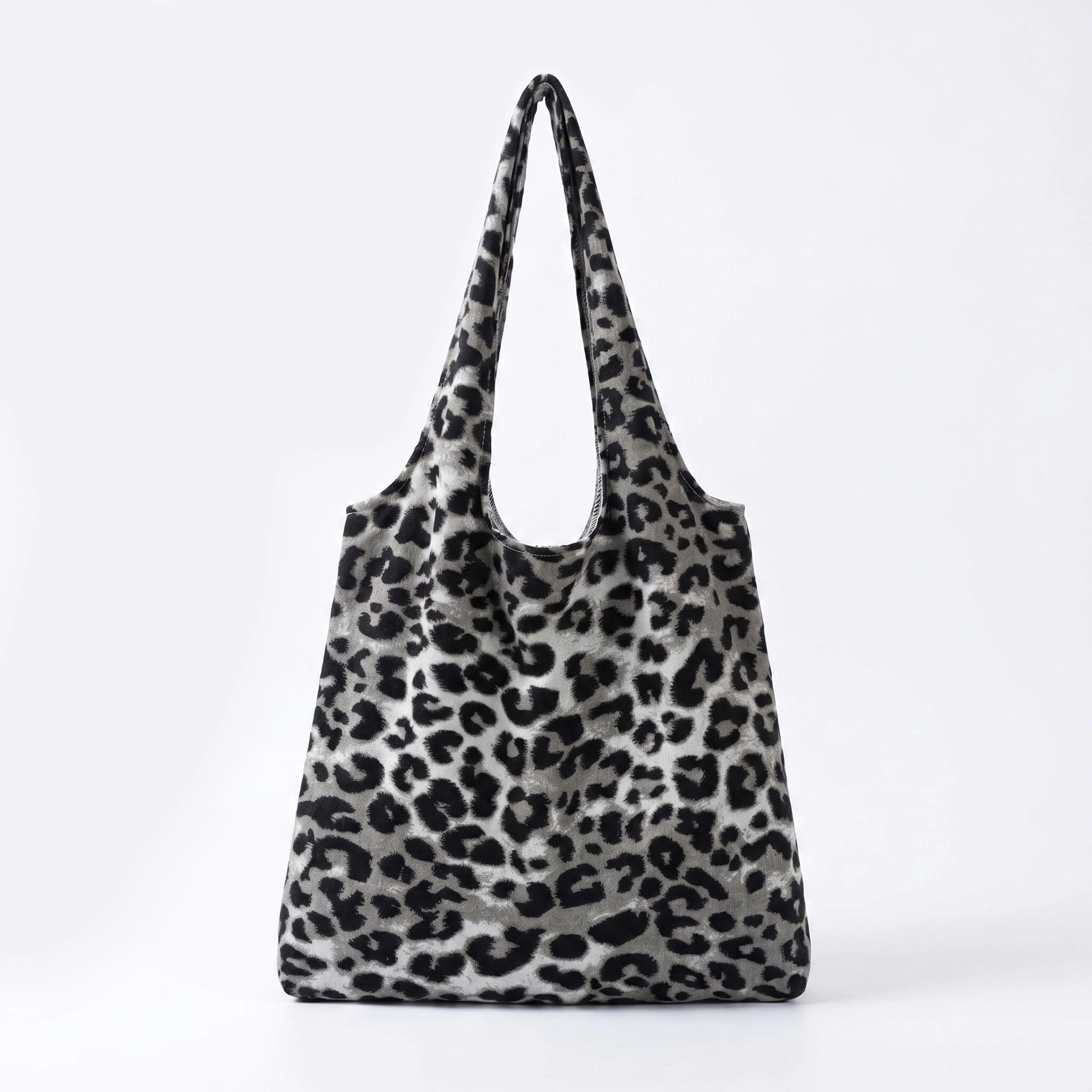 Alilang Women's Leopard Print Slouchy Shoulder Tote Bag Soft Lightweight Large Capacity Everyday Carryall, Gray