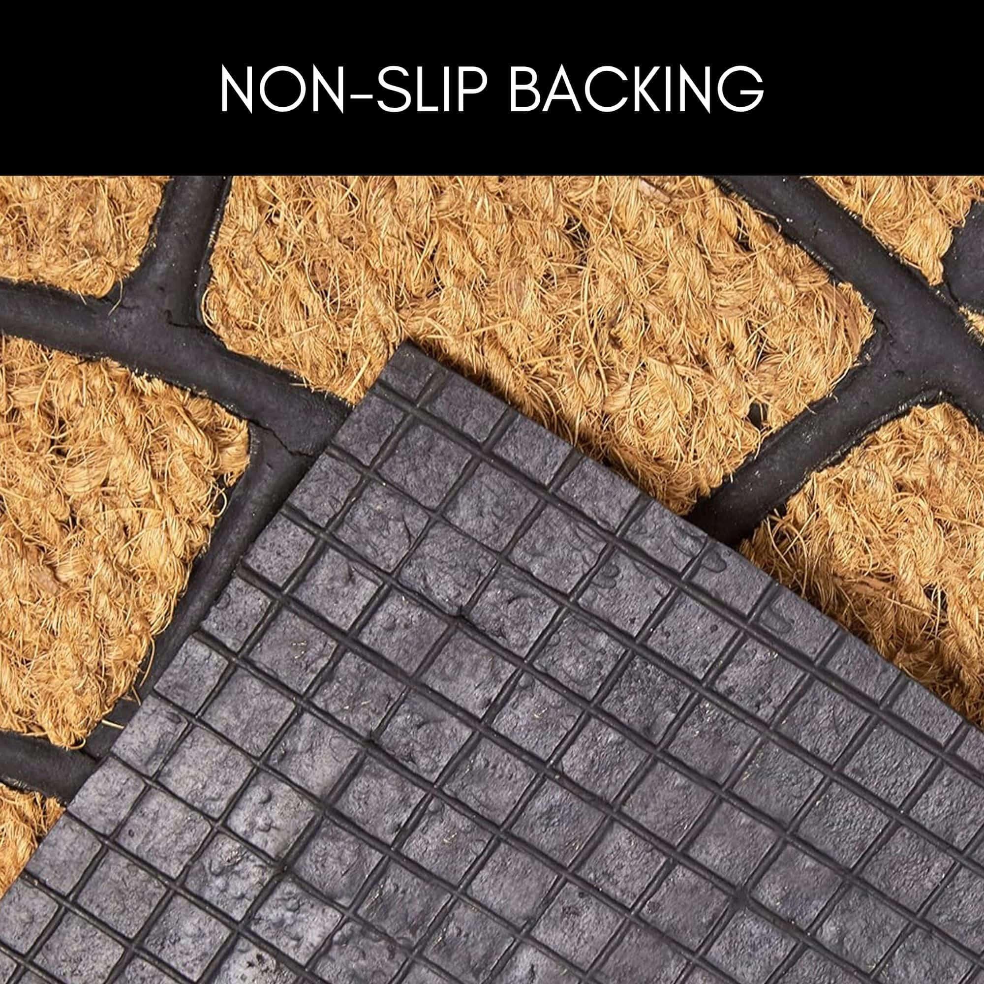 Evideco French Home Goods Natural and Black Rosace Coir Doormat 24 x 16 Inches