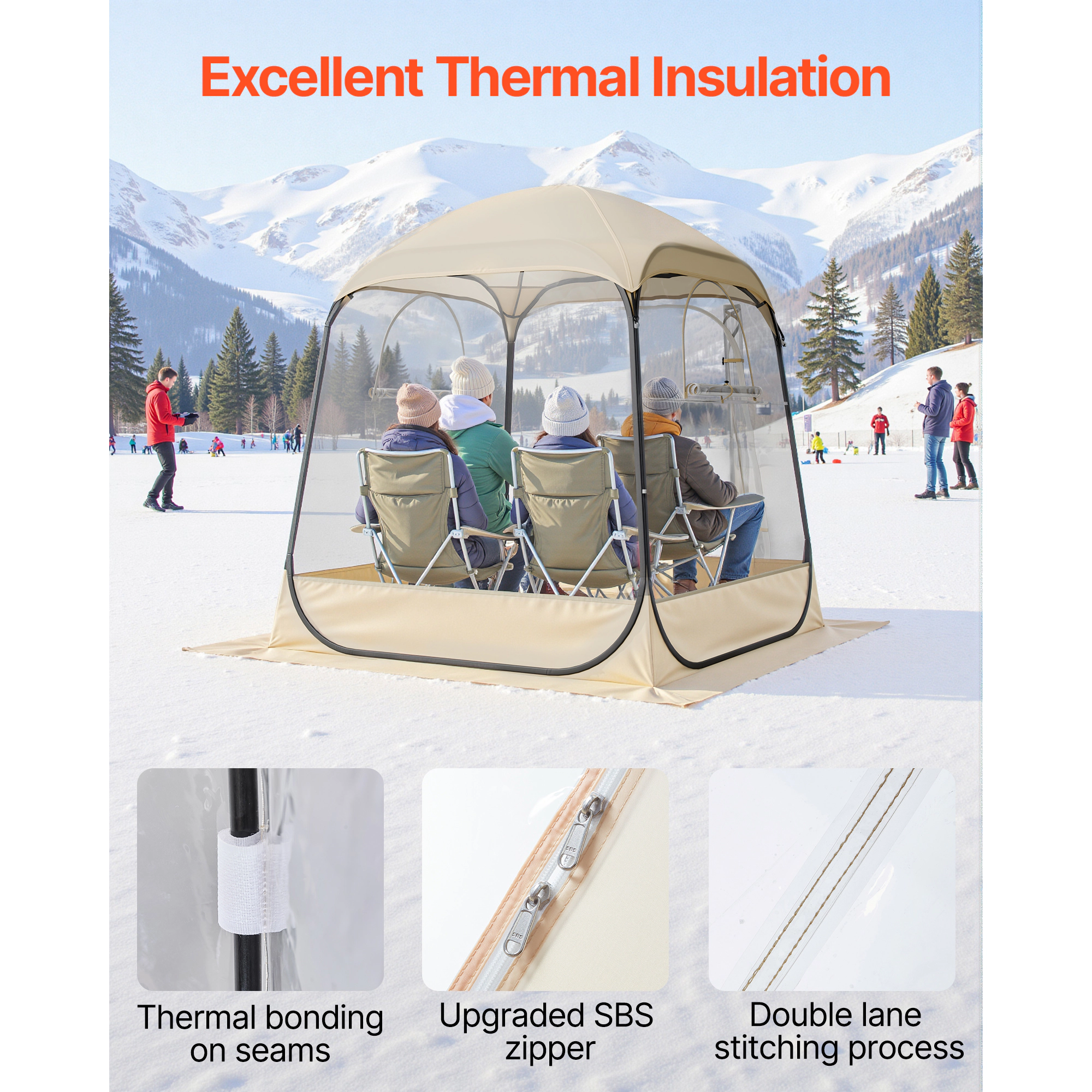 HONGGE Pop up Sports Tent Clear Bubble Tent for Waterproof Outdoor Pod with Floor Mat & Top Cover Garden Igloo Dome