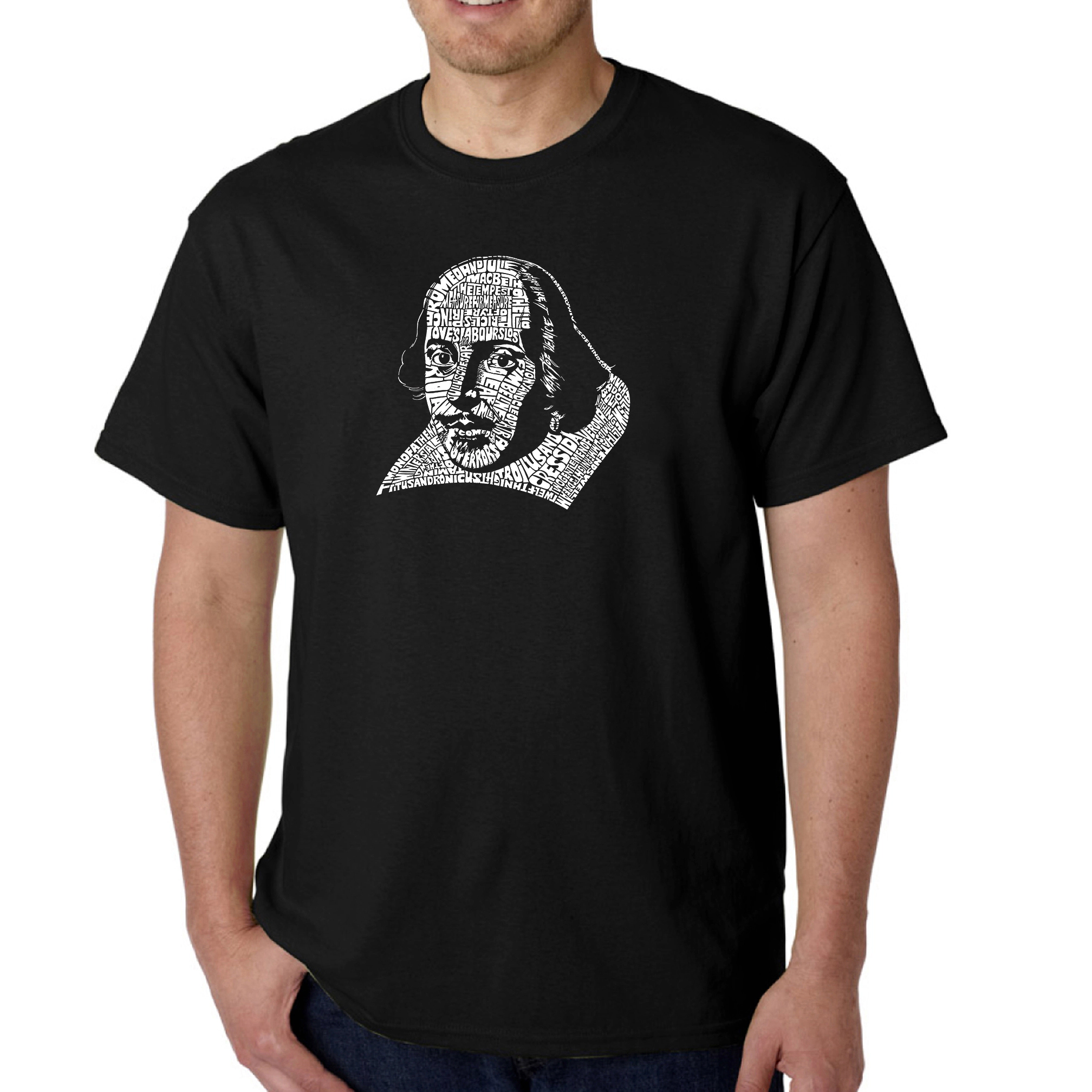 LA Pop Art Men's Shakespeare Word T-Shirt - 100% Cotton Crew Neck