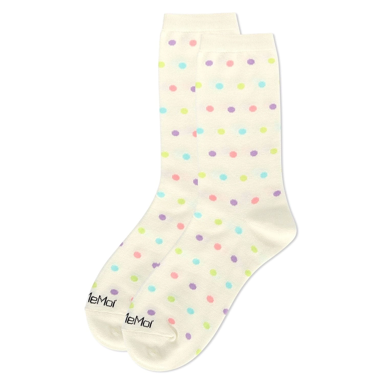 MeMoi Women's Multi Dots Bamboo Crew Socks