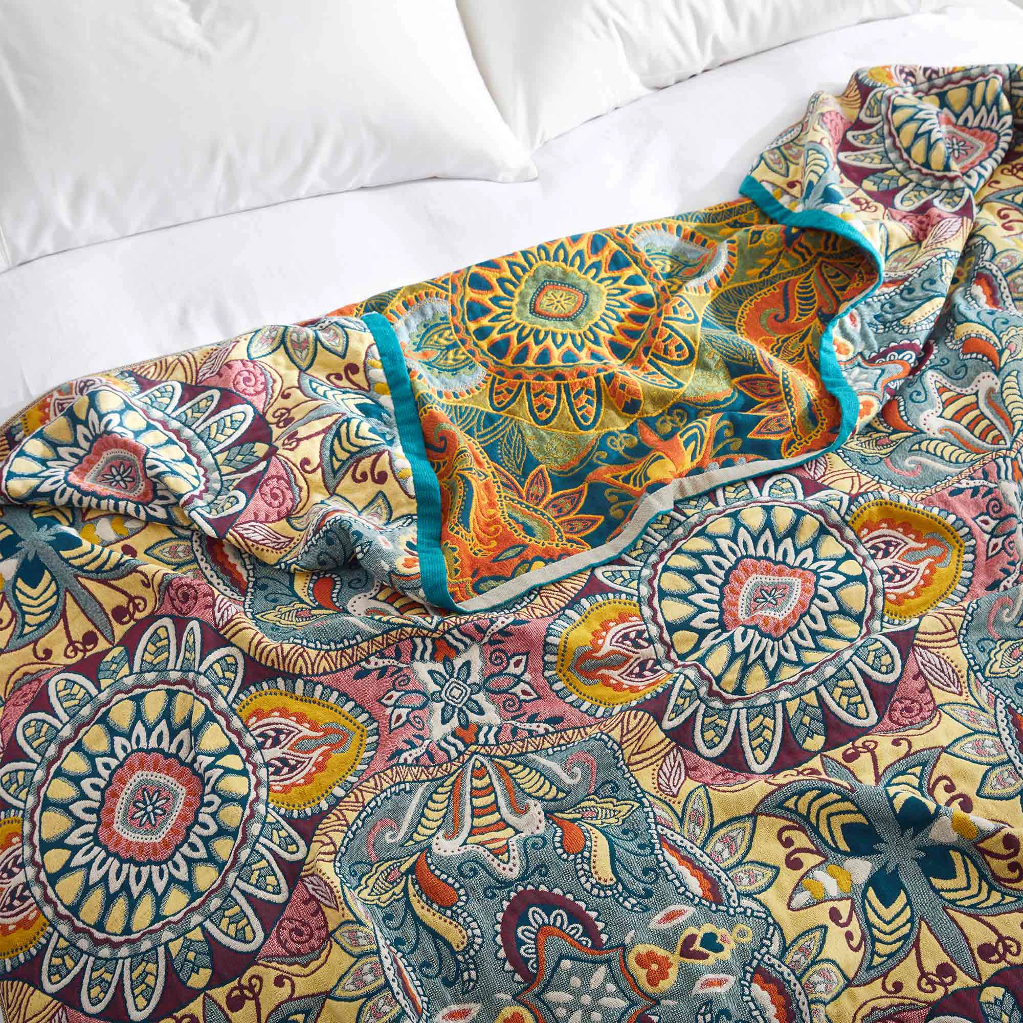 PEACENEST Four Layer Cotton Blanket Soft Breathable Bed