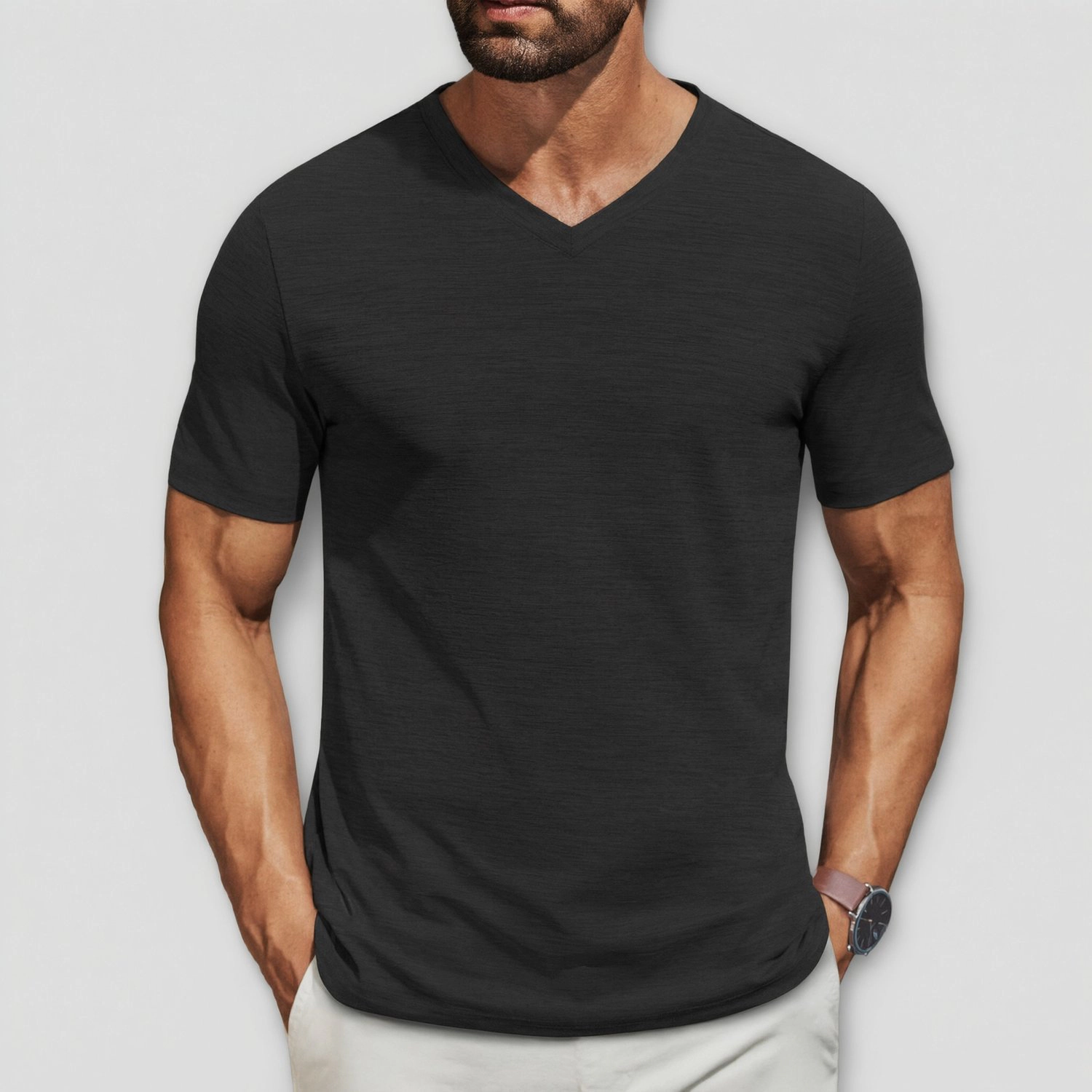COOFANDY Mens Casual V Neck Short Sleeve T-Shirts  Solid Slim Fit Basic Tees