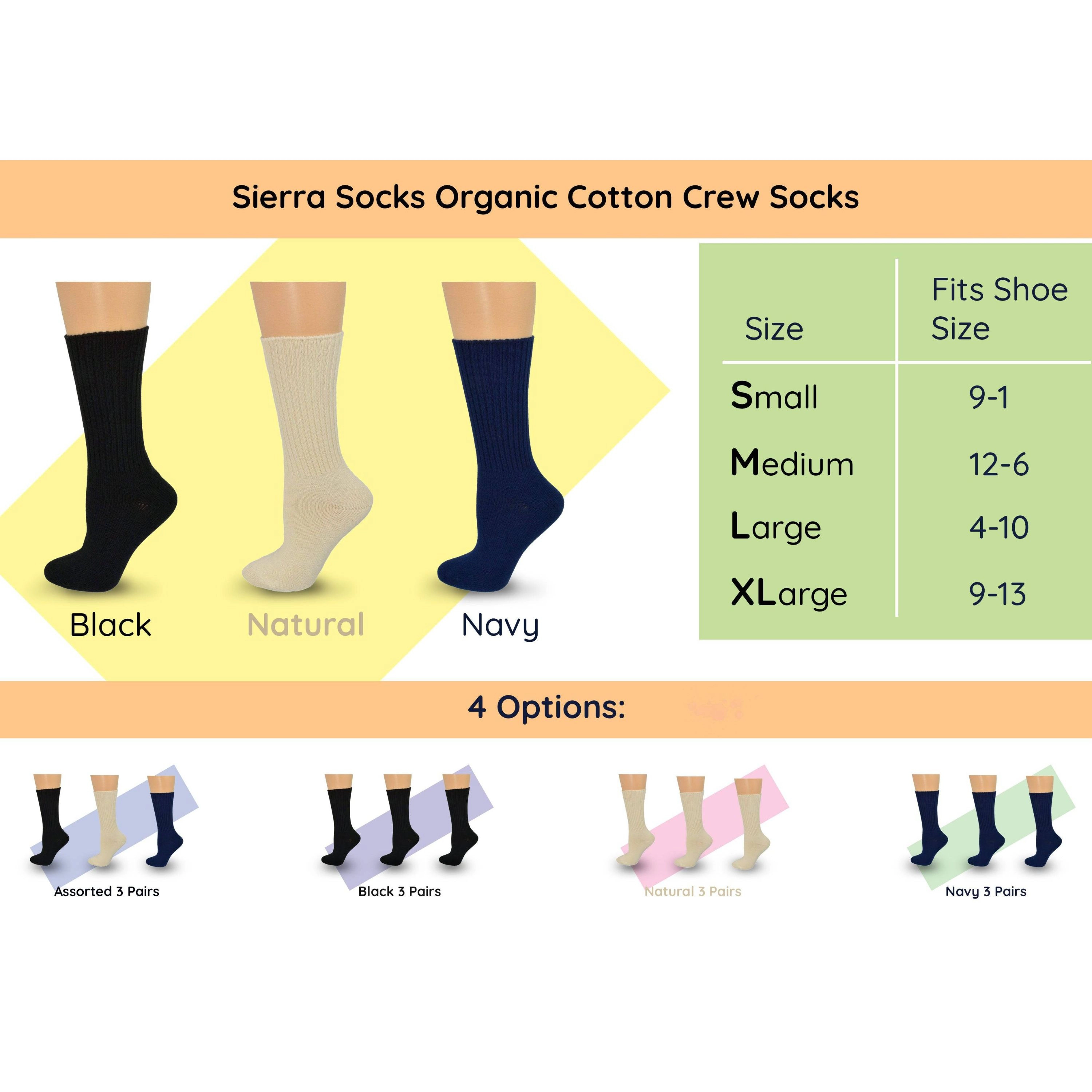 Wear Sierra Women's Cotton Crew Socks 3 Pack