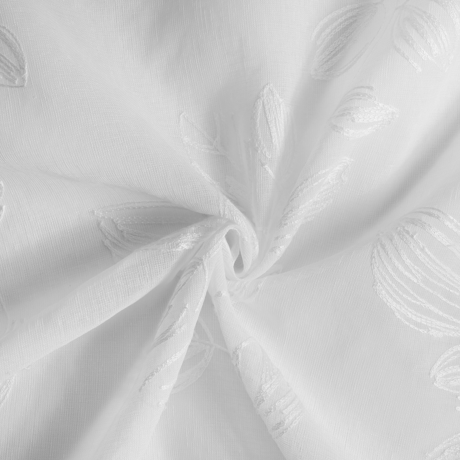 Habitat 100% Polyester Selina Sheer Grommet Leaf Embroidered Curtain Panel 52" x 84" White
