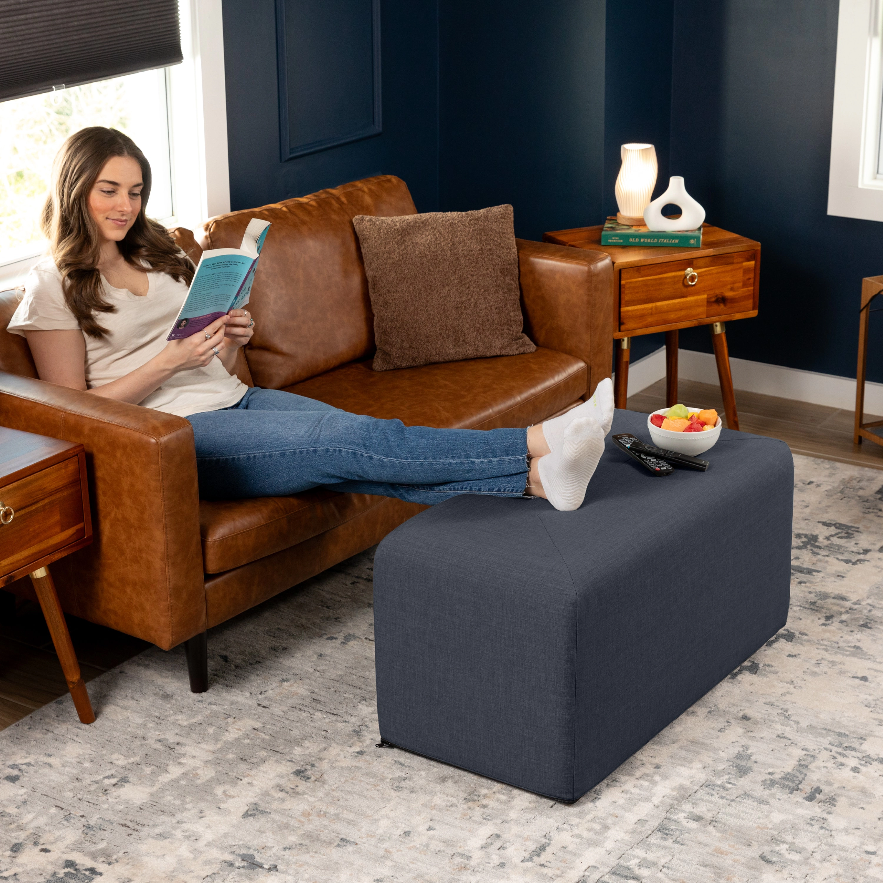Jaxx Monroe Large Rectangular Foam Ottoman / Coffee Table, (36 x 18)