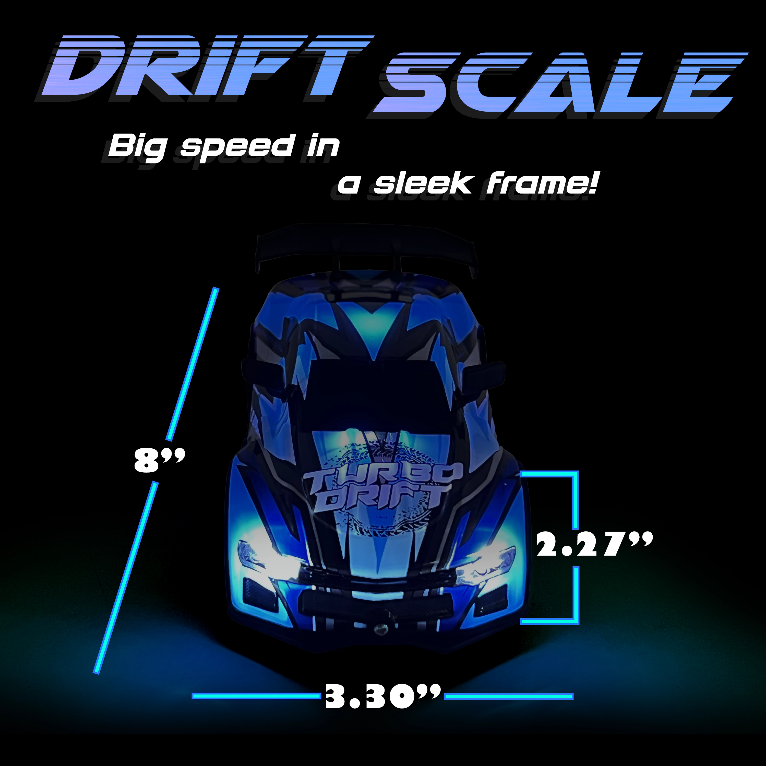 Force1 High-Speed Drift RC Car – 2.4GHz Remote Control, LED Lights, Rechargeable Battery - Blue