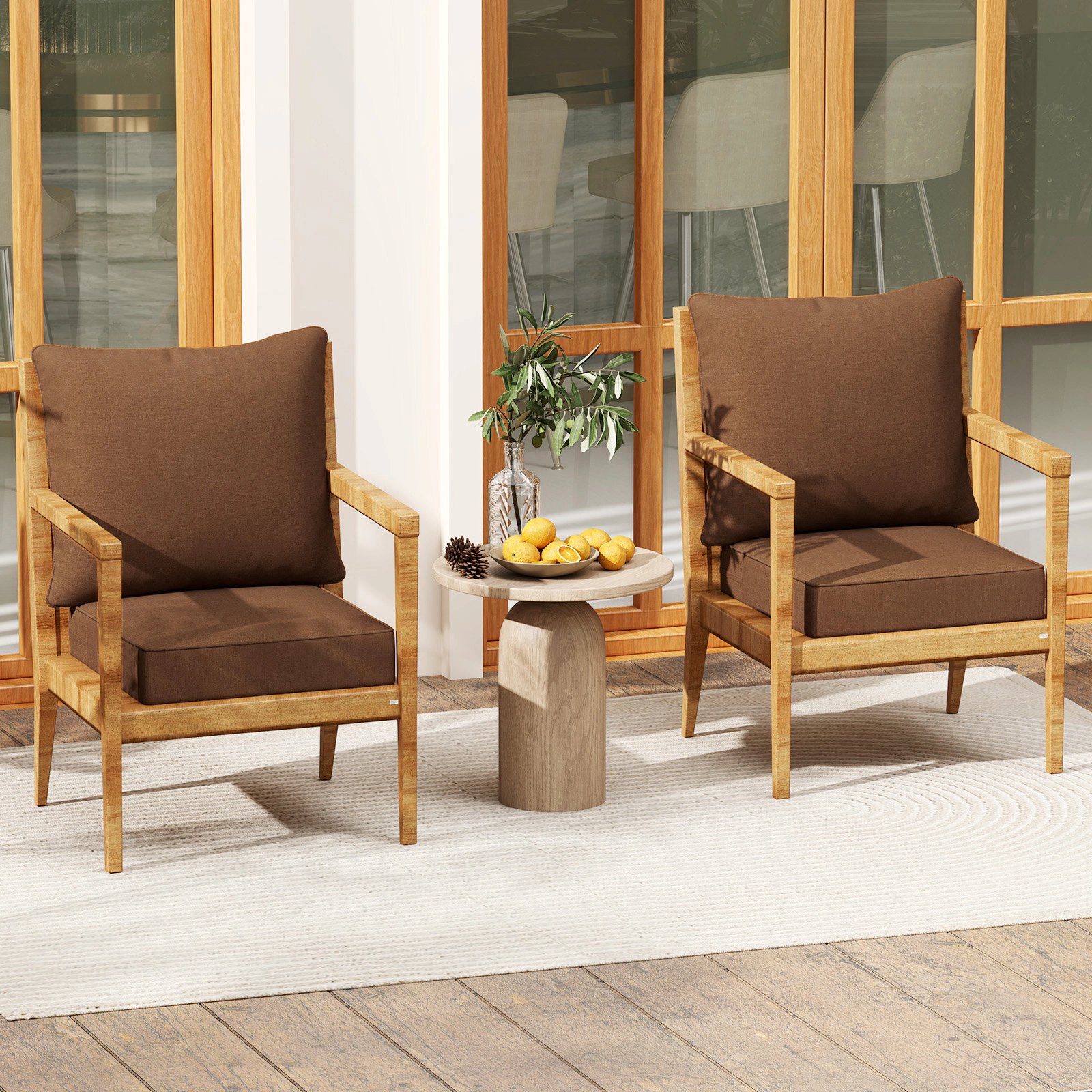 SlickBlue Deep Seat Chair Cushion Pads Set with Rope Belts