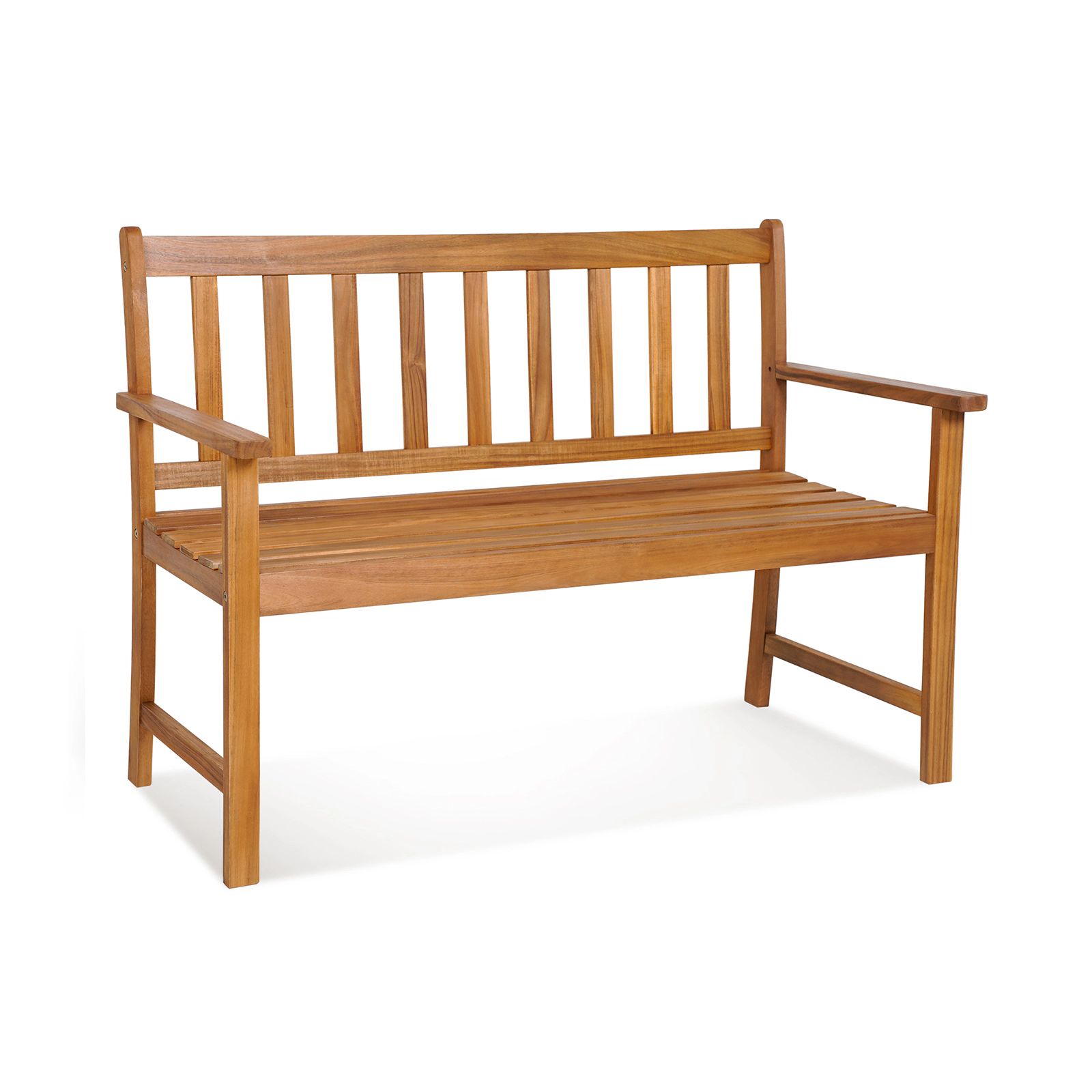 SUGIFT 48-Inch Acacia Wood Outdoor Park Bench, 2-Person, Slatted Backrest, Natural Finish