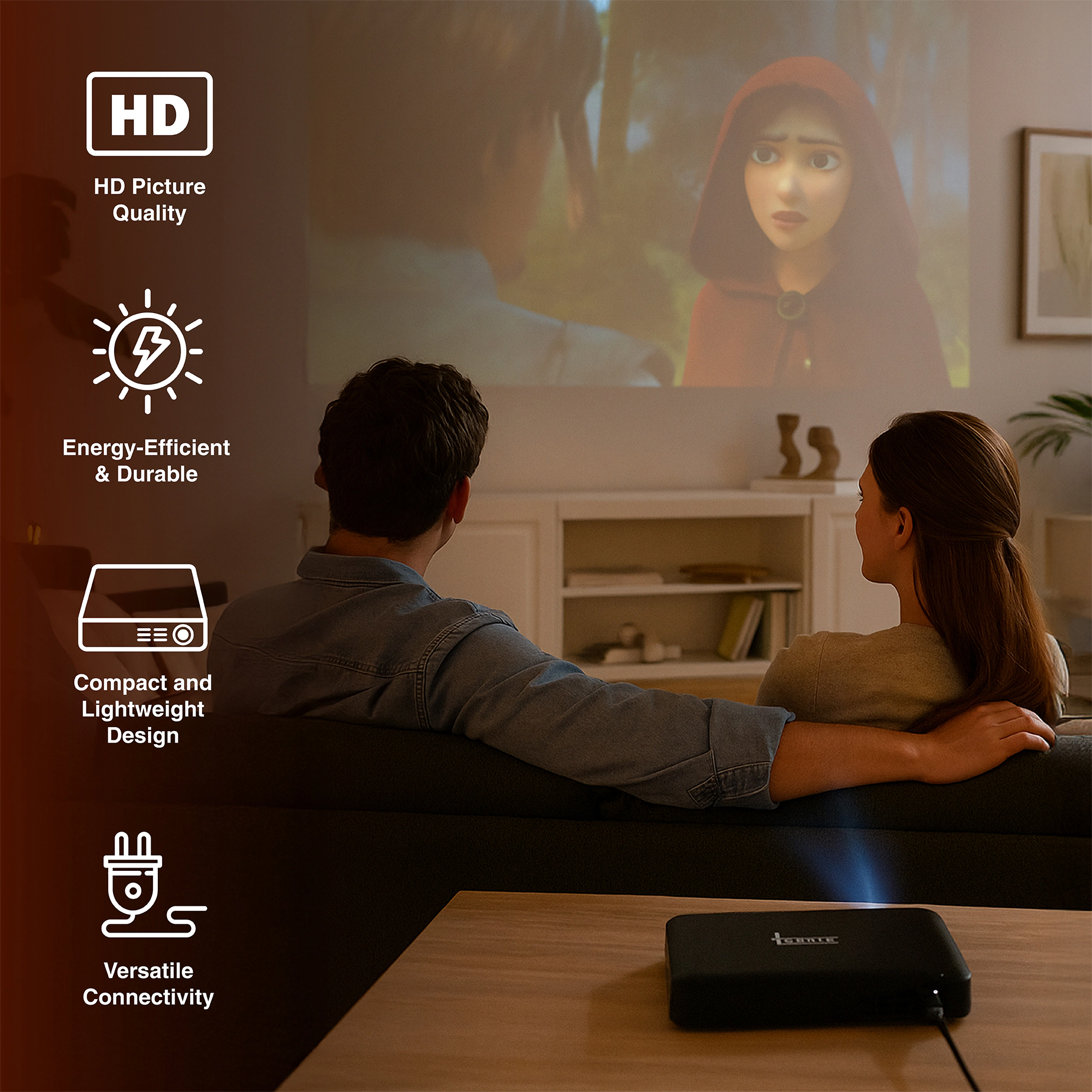 Pursonic Unisex Portable HD Compact Projector for Home Entertainment