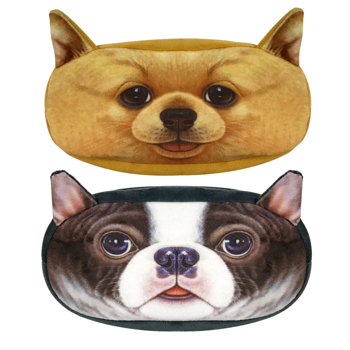 Wrapables 3D Animal Cats & Dogs Pencil Pouch, Bronze, Black & White