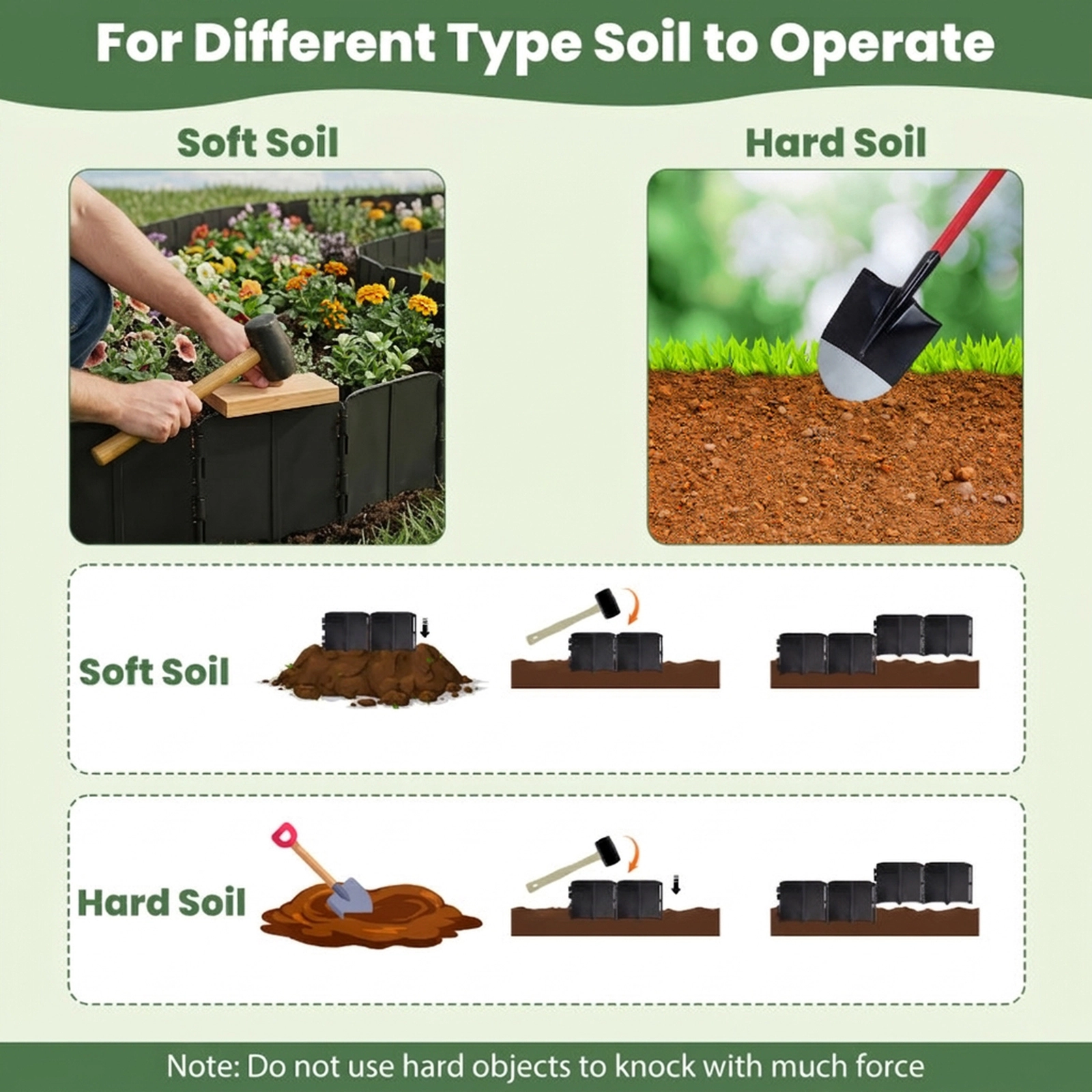 SUGIFT No-Dig Interlocking Garden Edging Borders for Planters 34.5-ft Length 70-Piece PP Panel Set 6 x 5 in Black