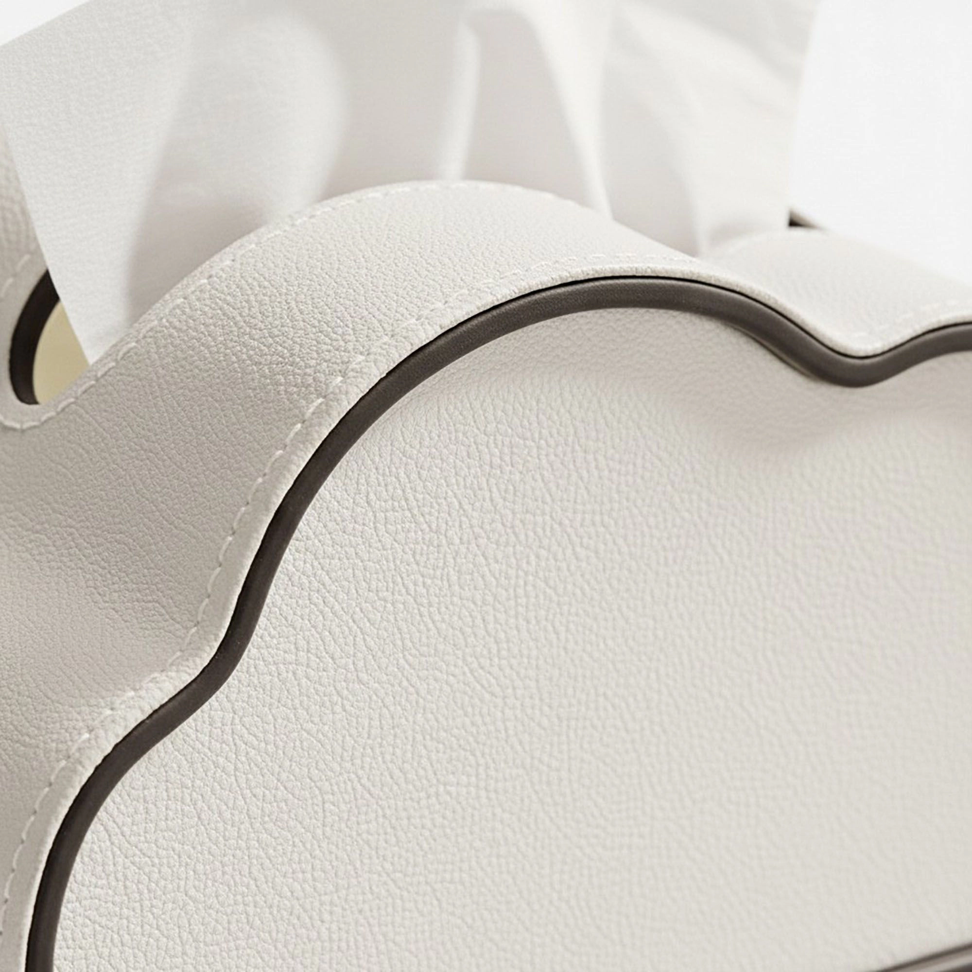 Alilang Unisex Cloud Shape Tissue Box Cover with Faux Leather Finish and Metal Trim