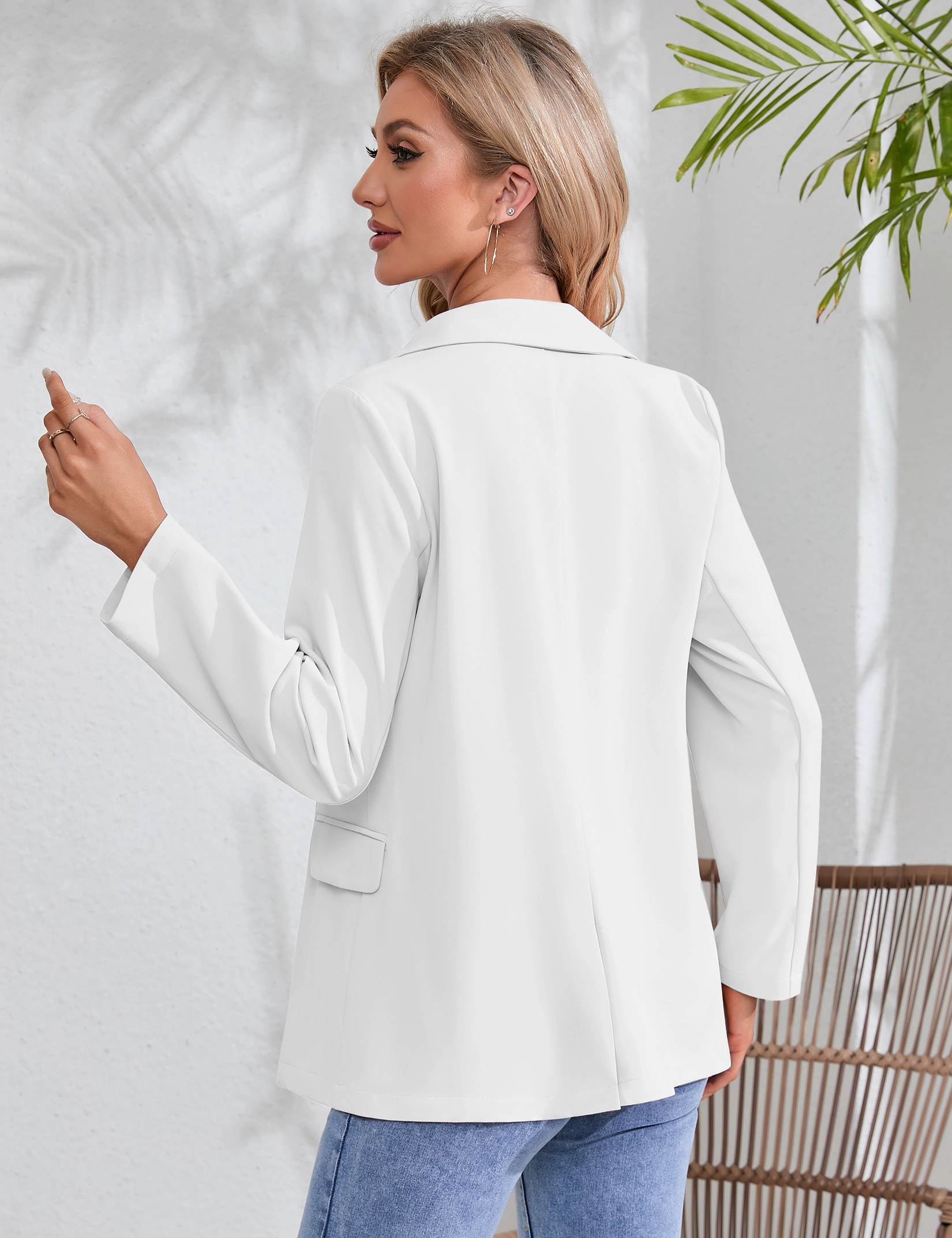 KOJOOIN Women's Notched Lapel Blazer One Button Relaxed Fit Business Casual Suit Jacket with Pockets