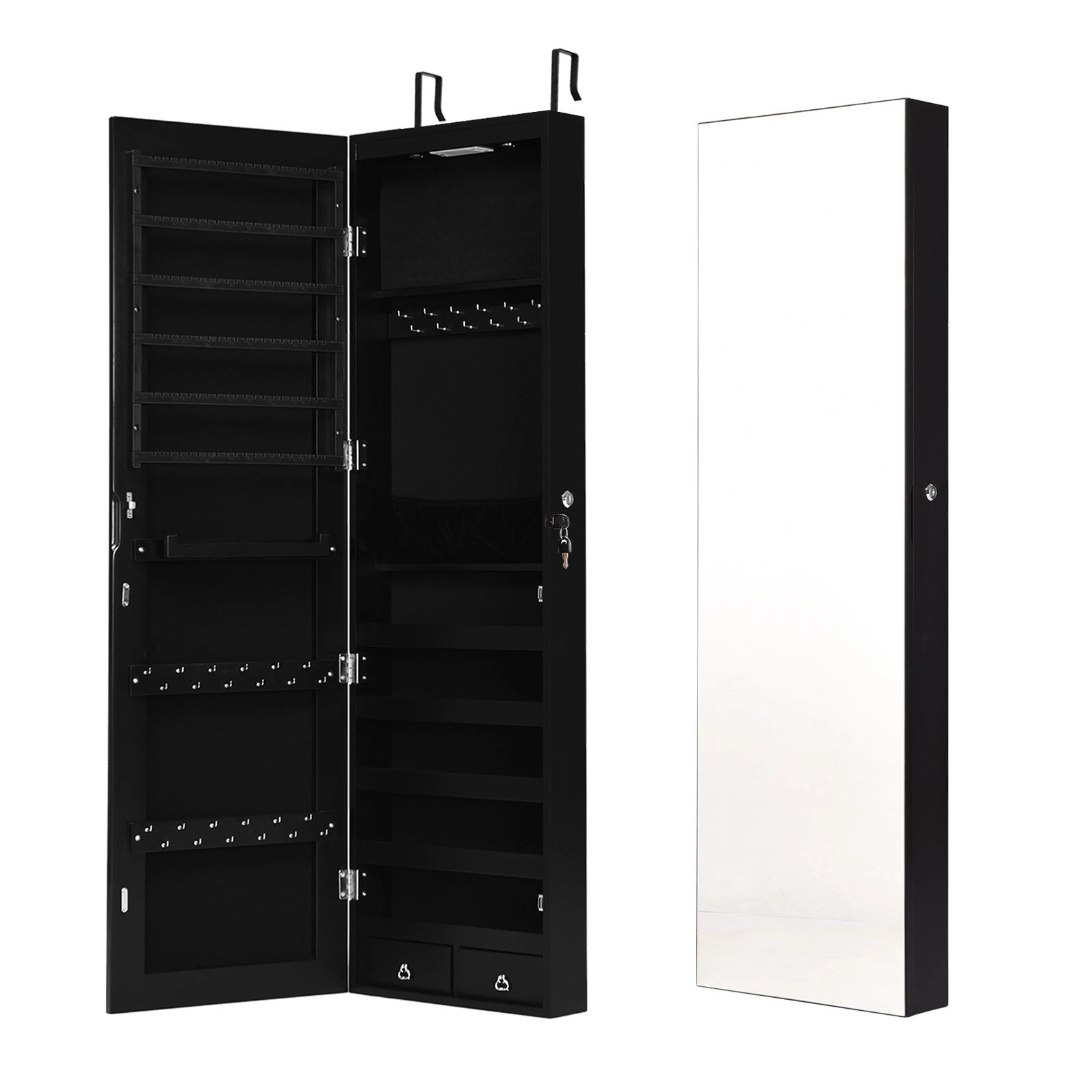 SlickBlue Large Jewelry Storage Cabinet with Full Body Mirror for Bedroom & Dressing Area