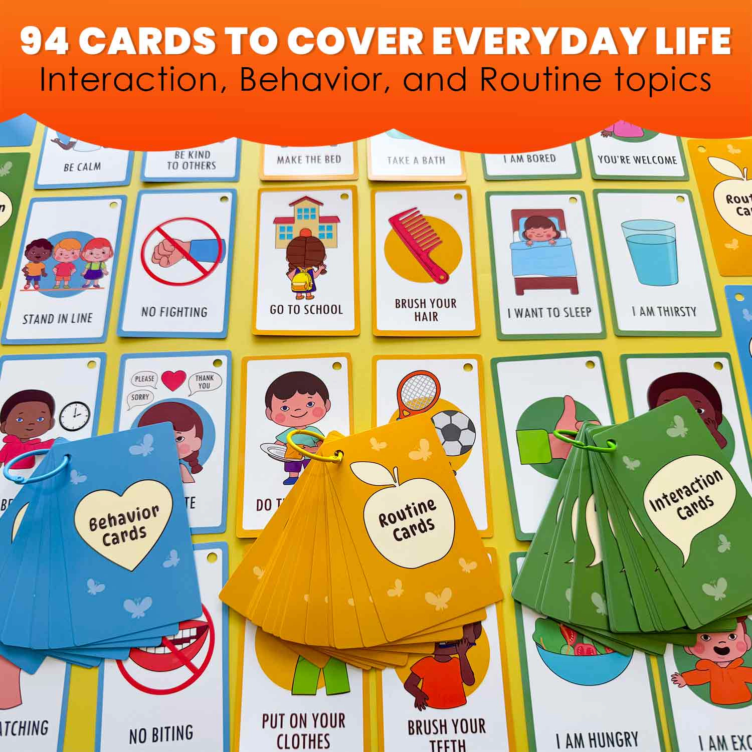 QUOKKA Visual Communication Flash Cards, 94 Picture Cards with Rings & Storage Clip