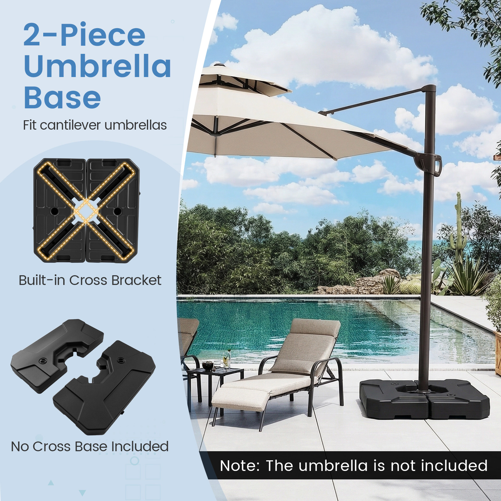SlickBlue Unisex Fillable Cantilever Umbrella Base Stand