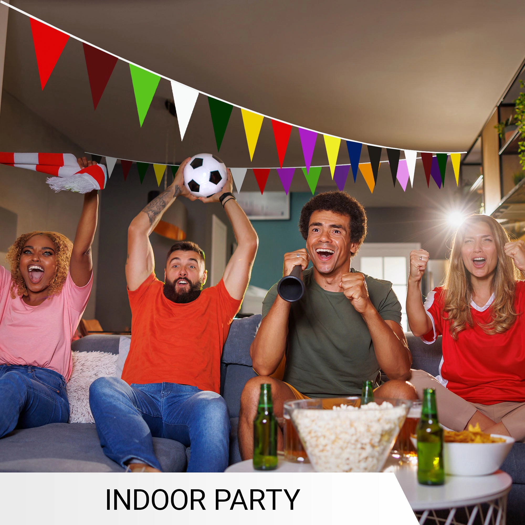 G128 Multicolor Pennant Bunting Banner - 28 Flags 7.87 x 11.81 in, 30.5 ft String, 150D Dye-Sublimated Polyester