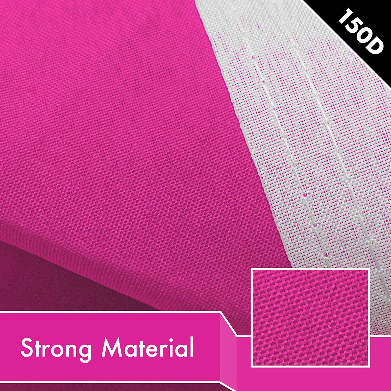 G128 Solid Pink Flag 3x5 ft, 150D Polyester, Dye-Sublimated, Brass Grommets, Double-Stitched