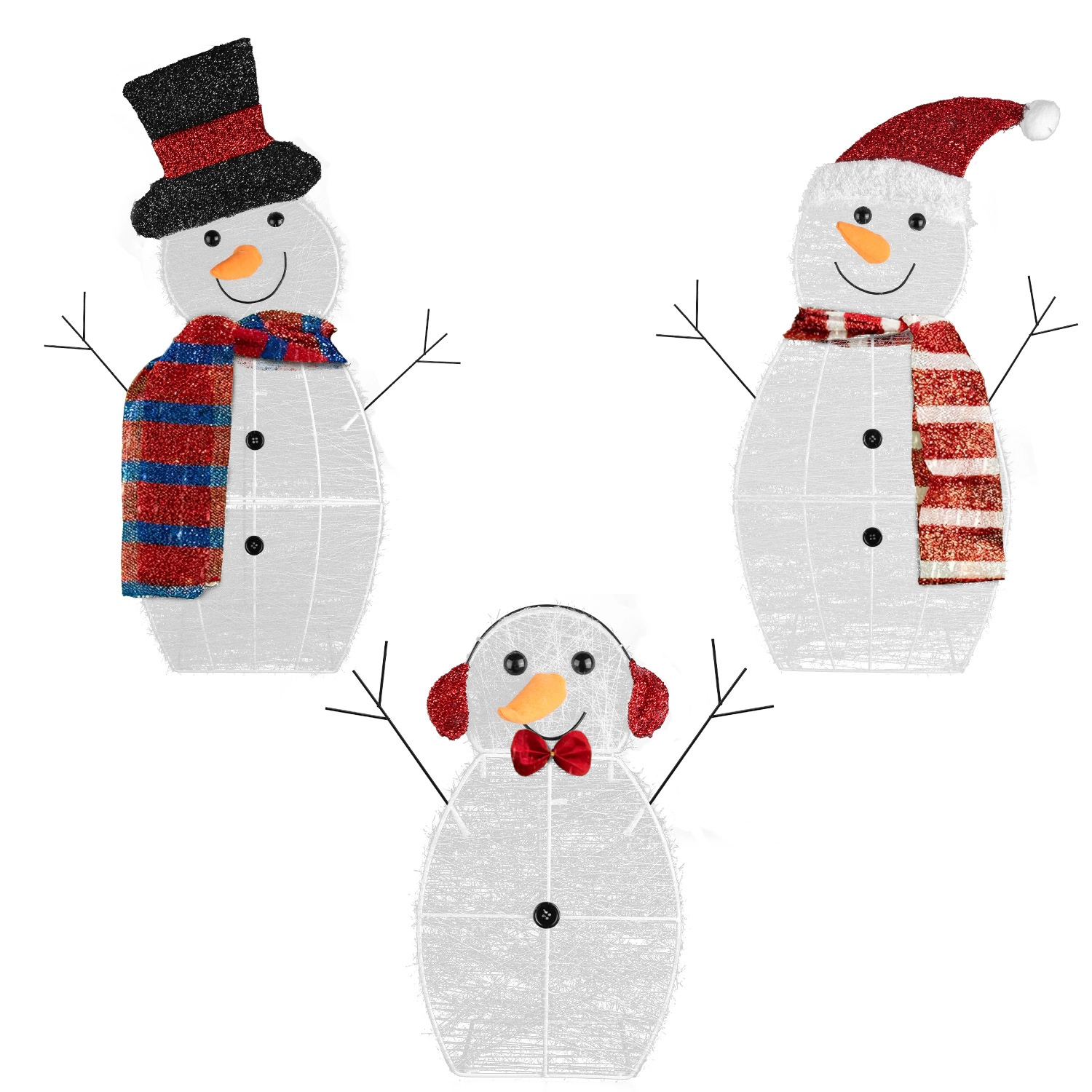GBruno LED Lighted 3-Piece Snowman Family Yard Decor