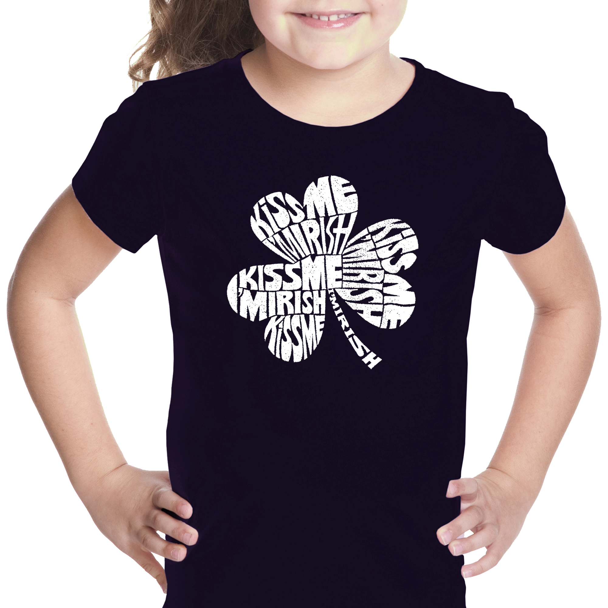 LA Pop Art Girls Word T-Shirt - Kiss Me I'M Irish