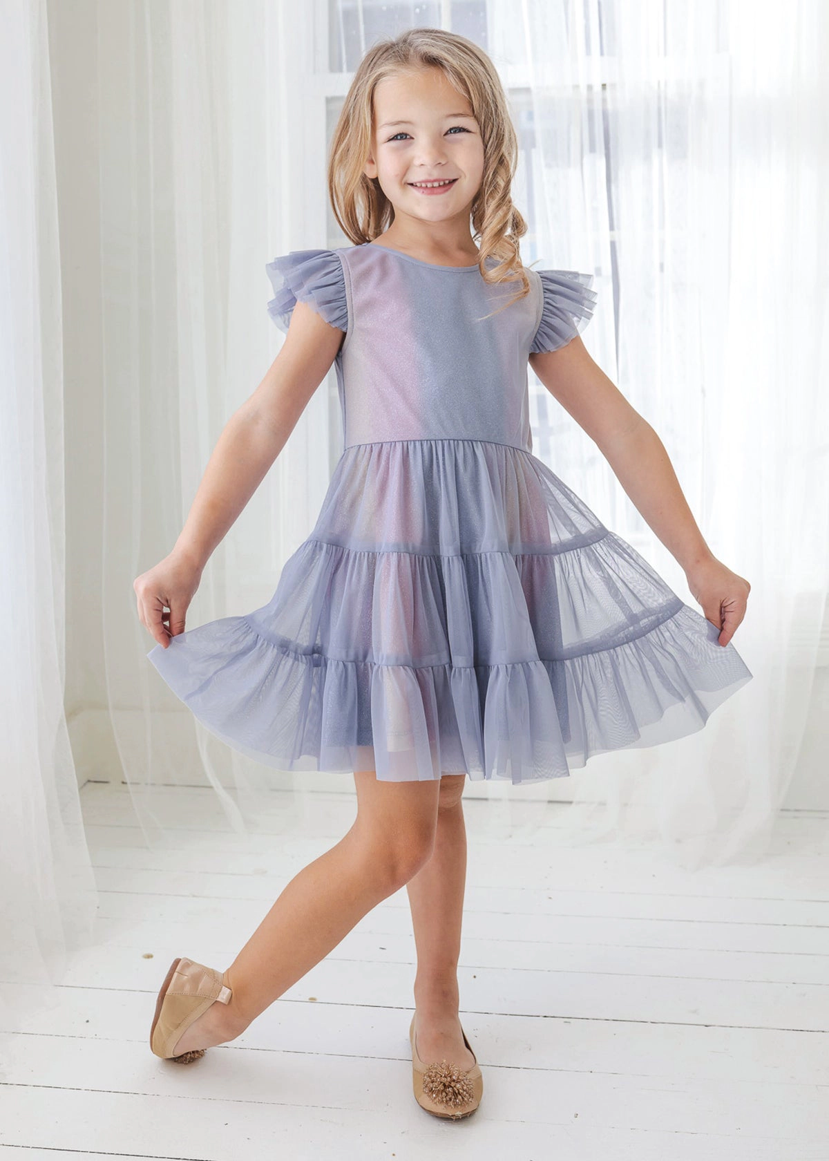 Isobella and Chloe Phoenix Tiered Soft Tulle Dress