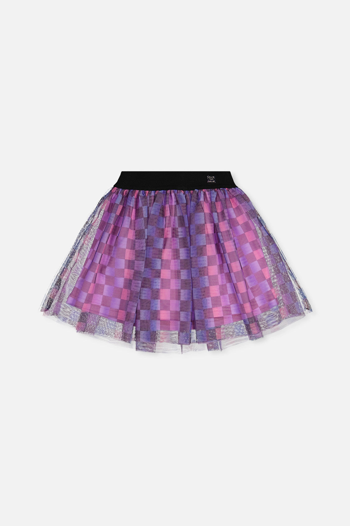 Deux par Girls Checkered Print Mesh Skirt