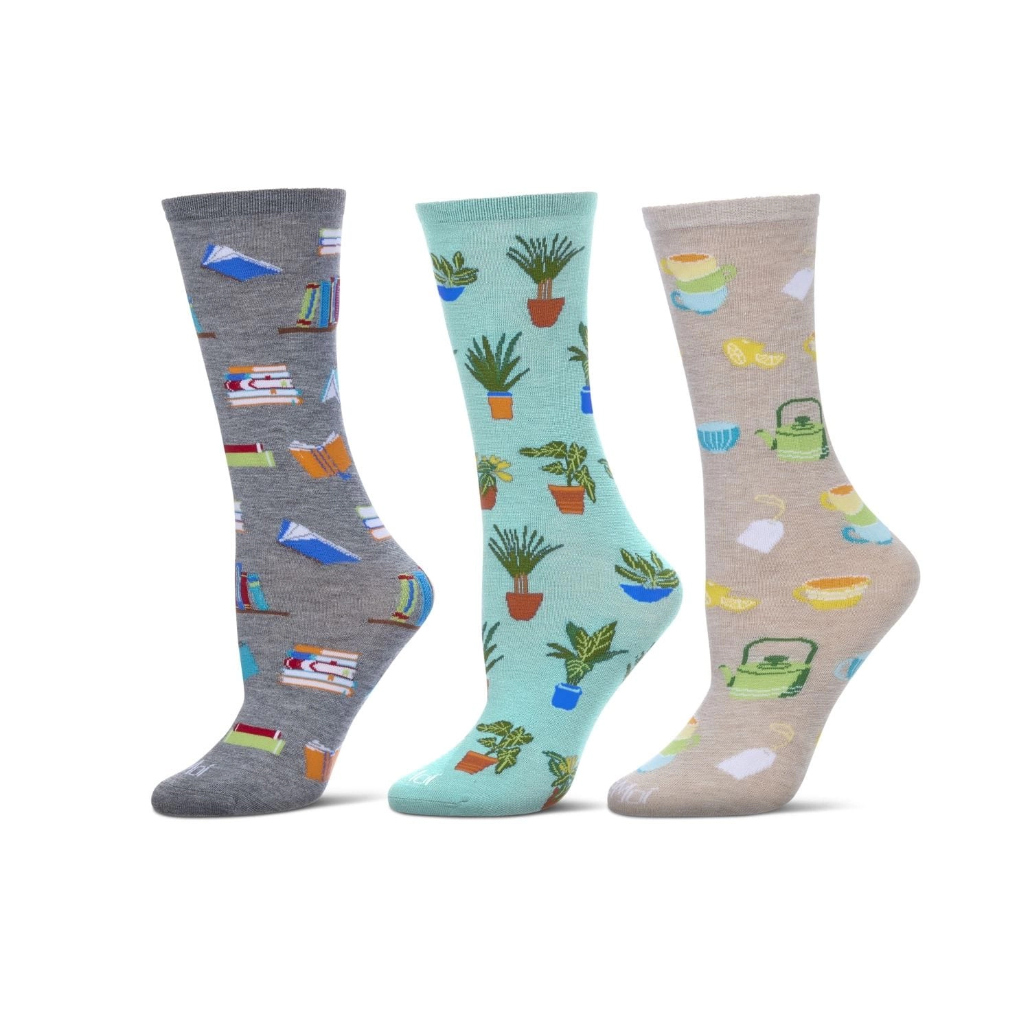 MeMoi Booktrovert 3 Pack Gift Set Crew Socks
