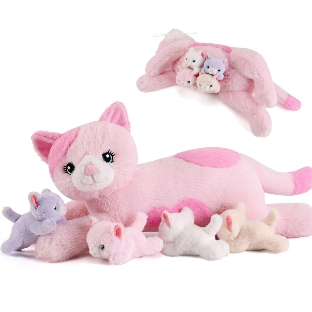 Radiant Essence Unisex Cotton Mommy Cat Plush Set