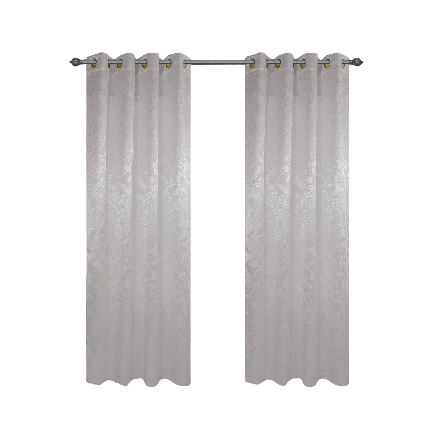 Olivia Gray 100% Polyester 200 GSM Dyson Embossed Blackout Grommet Curtain Panel 54" x 84" Silver