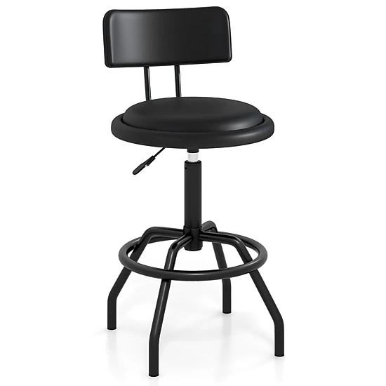 Glintex Adjustable Swivel Counter Stool with Padded Seat and Curved Back, Black