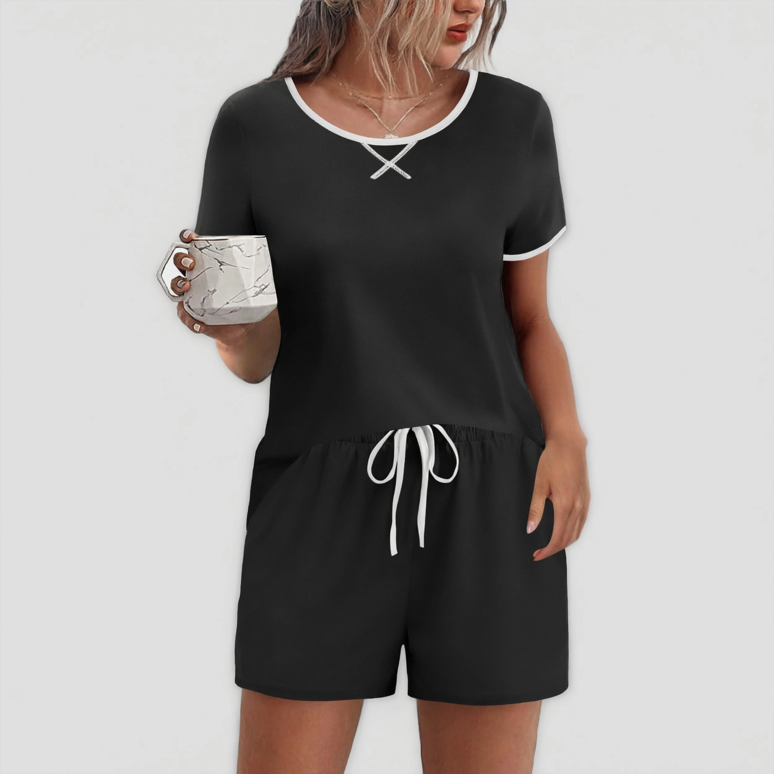 Ekouaer Womens Pajama Set Casual Short
