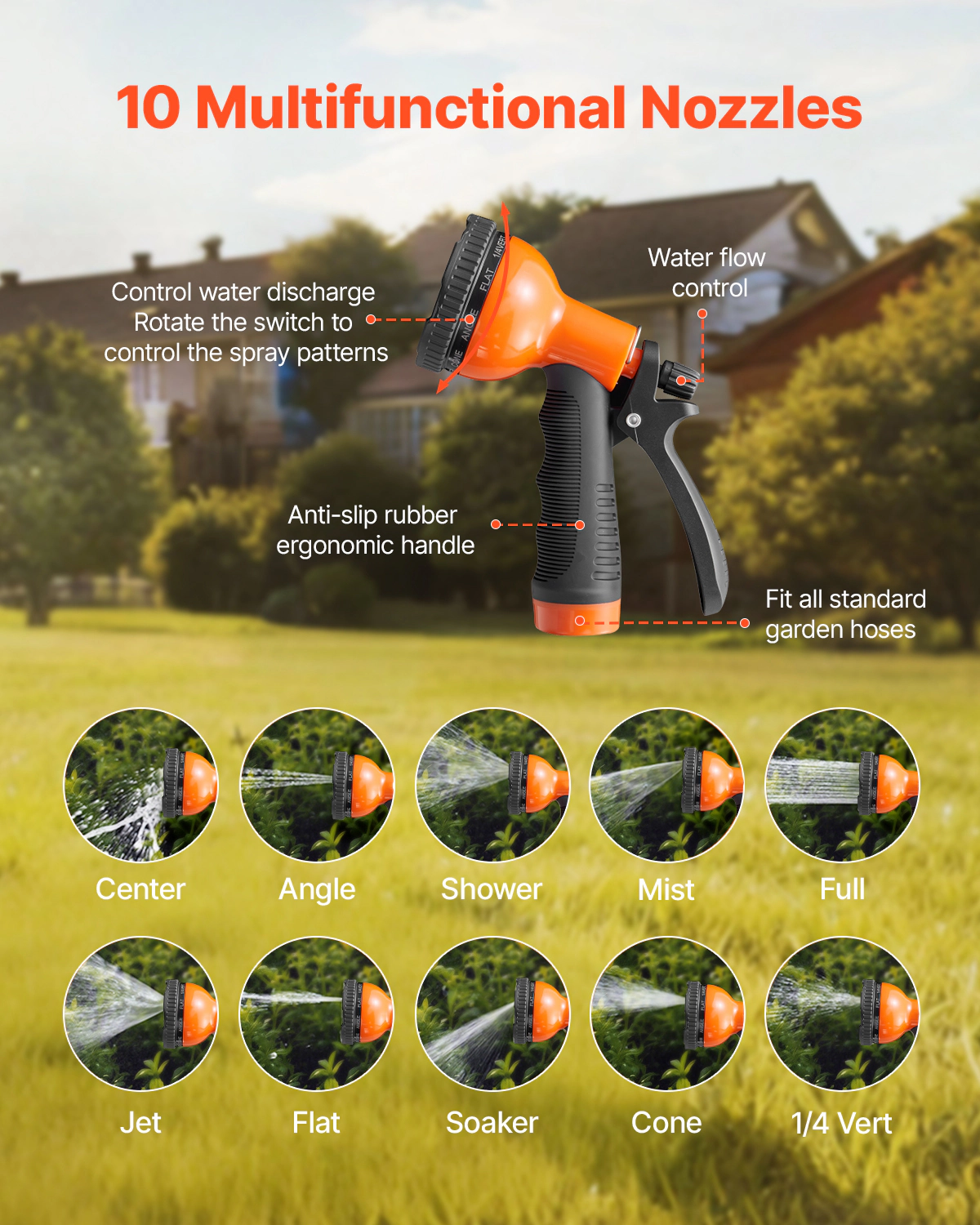 HONGGE 150 ft Stainless Steel Garden Hose, Rust-Proof Lightweight Metal Hose with 10-Function Spray Nozzle