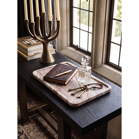 GAURI KOHLI Clover Beige Marble Tray
