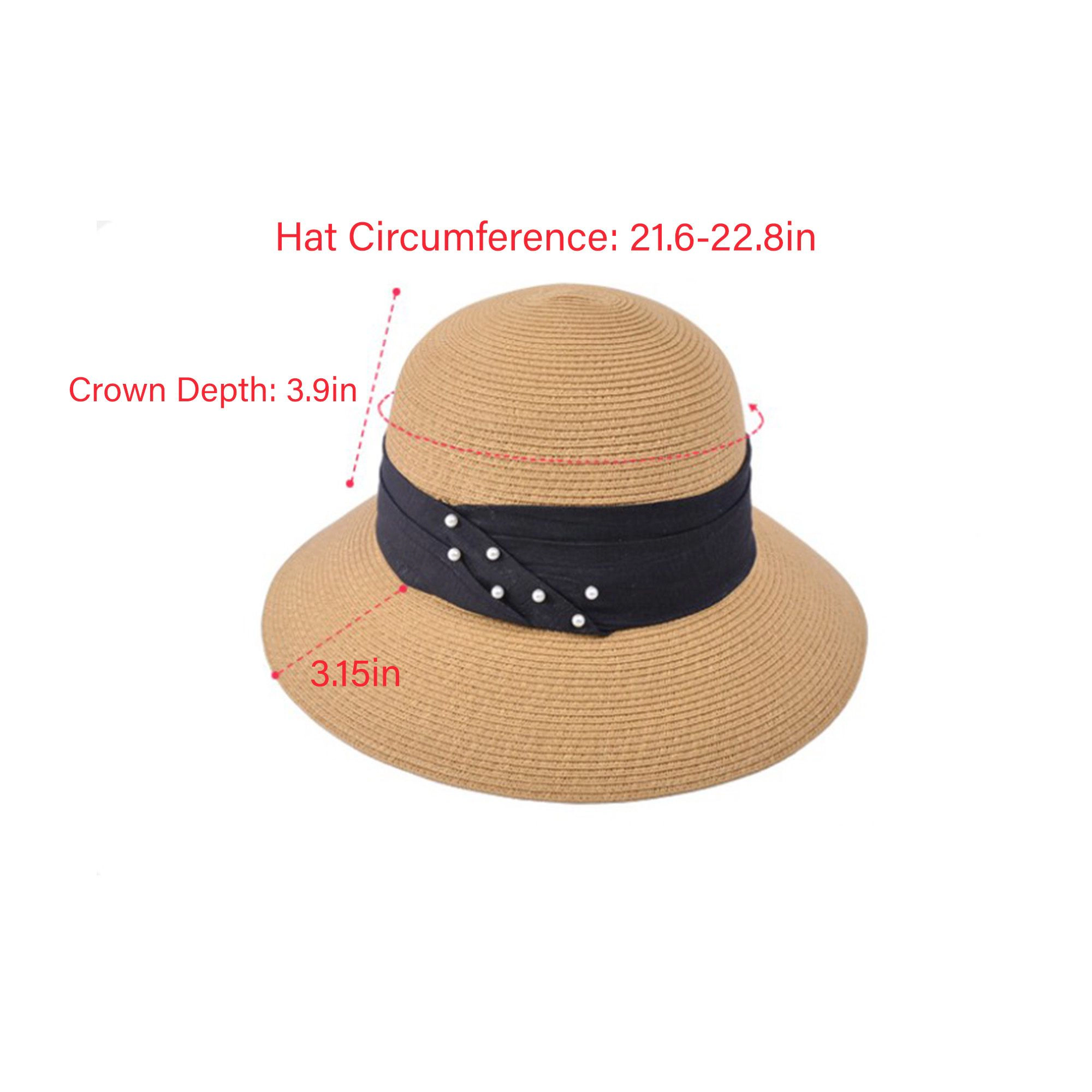 Anna-Kaci Womens Straw Sun Hat with Pearl Accent Band Lightweight Summer Beach Travel