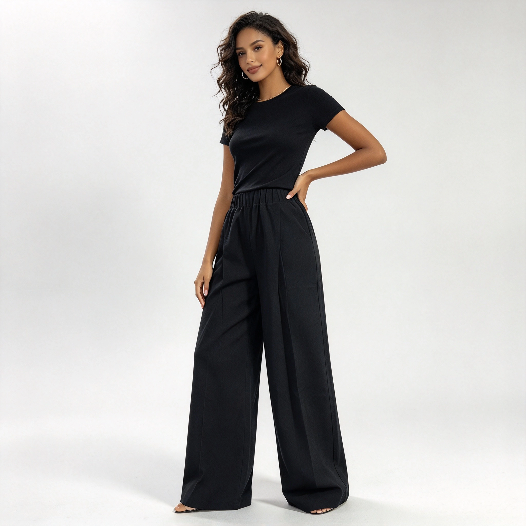 BLUEMING Women Wide Leg Palazzo Pull-On Pant Casual Flowy Pants With Pockets Beach Vacation Outfits Boho Relaxed
