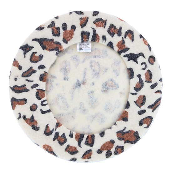 Angela & William Women's French Leopard Print Wool Beret Hat
