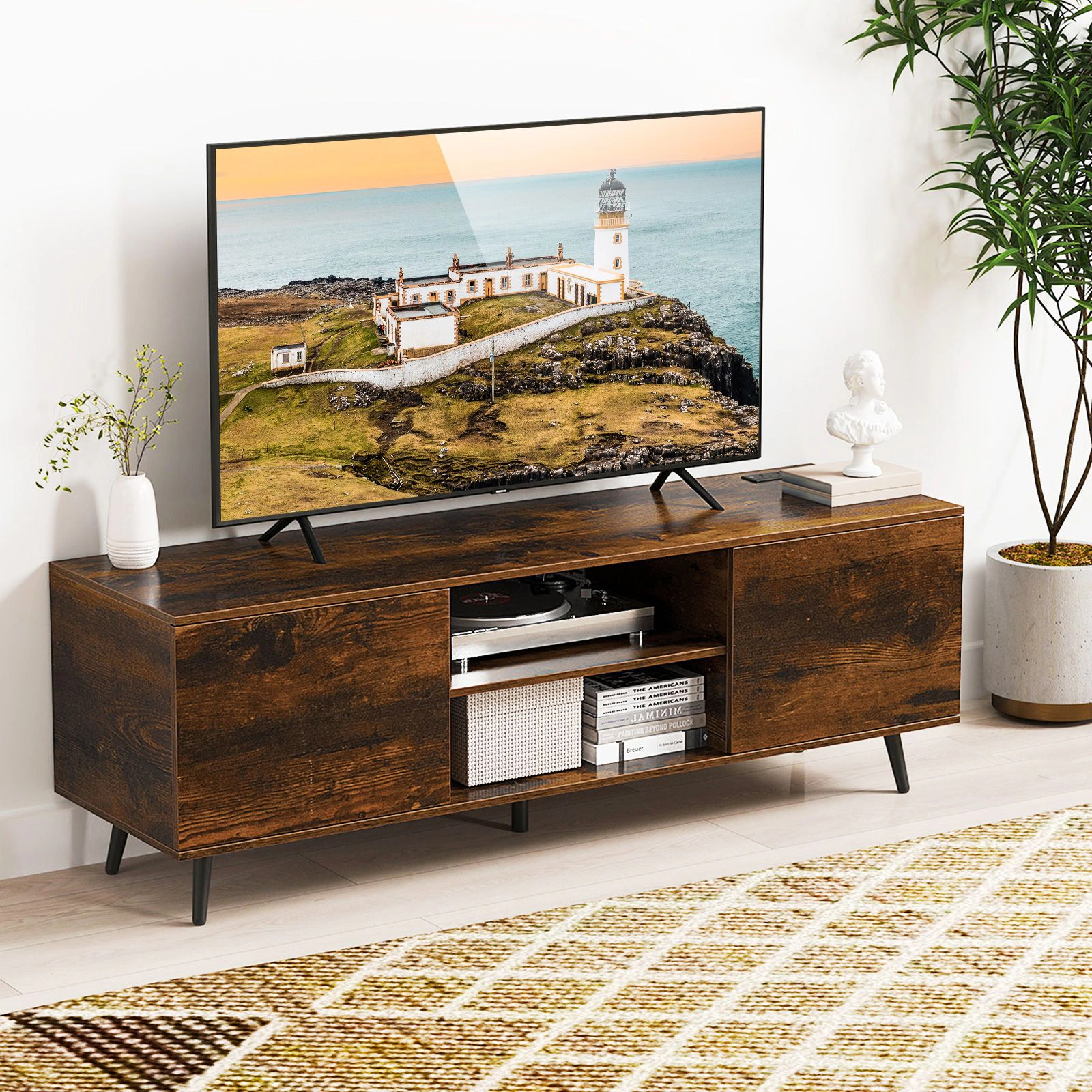 SlickBlue TV Console Cabinet with Adjustable Shelves and Storage