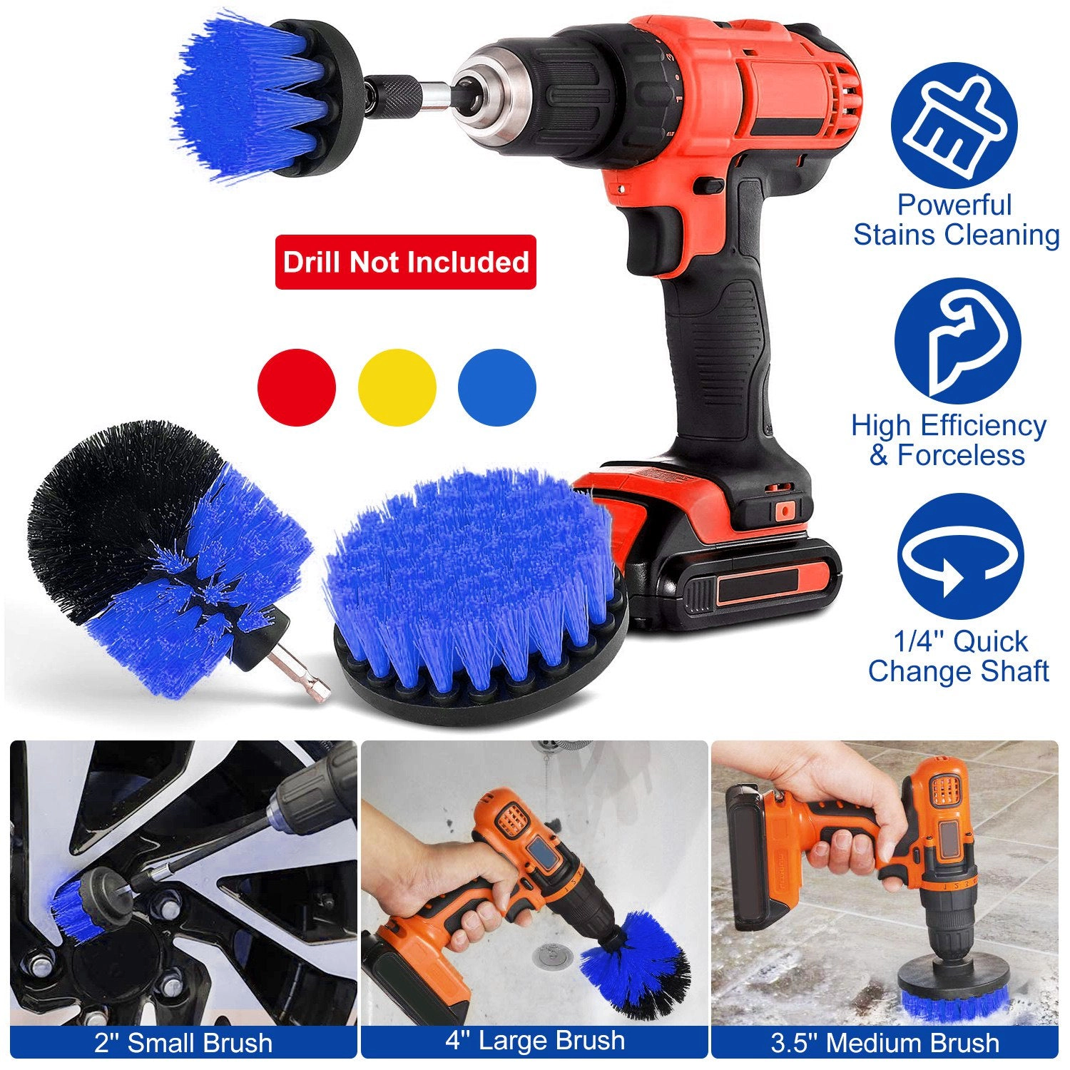 GBruno 3-Piece Drill Brush Power Scrubber Set