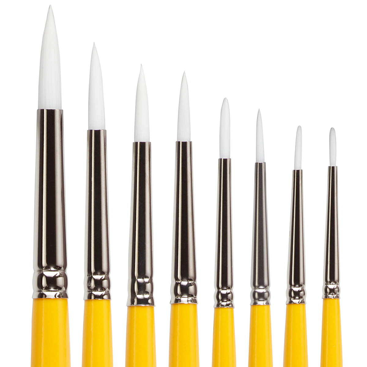 KINGART White Nylon 7950 Round Short Handle Brush Set - 8 pc