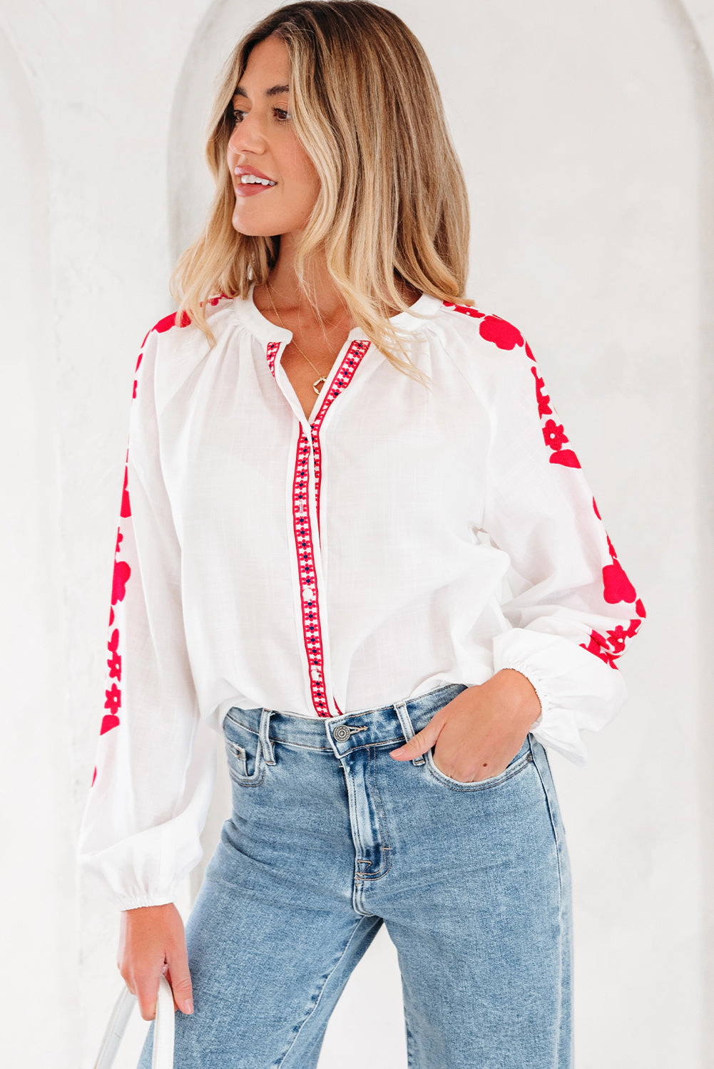 Threaded Pear Women's Karibella Sleeve Casual Shirt Long Top