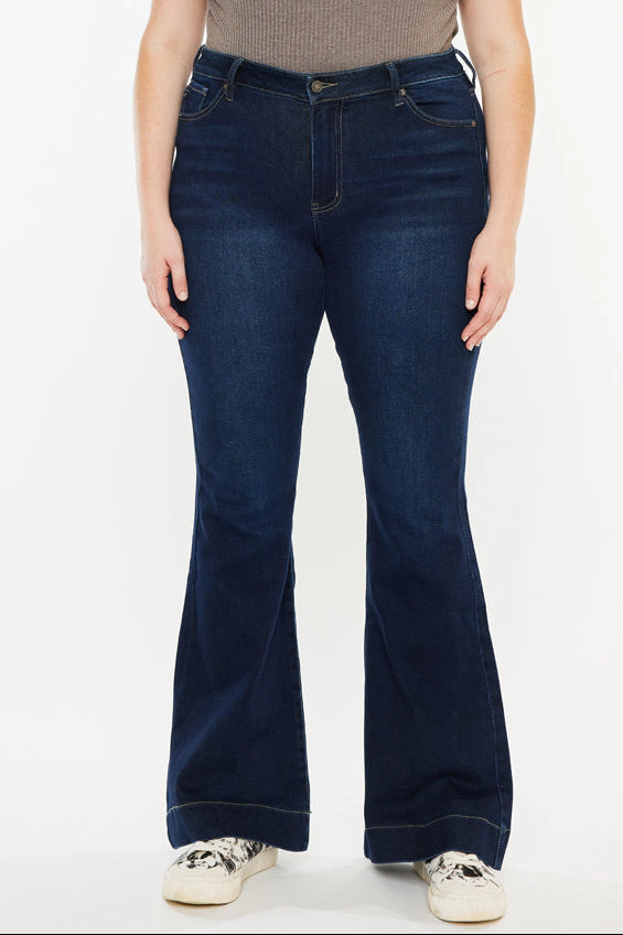 Kancan Women's Plus High Rise Flare Jeans Nancy